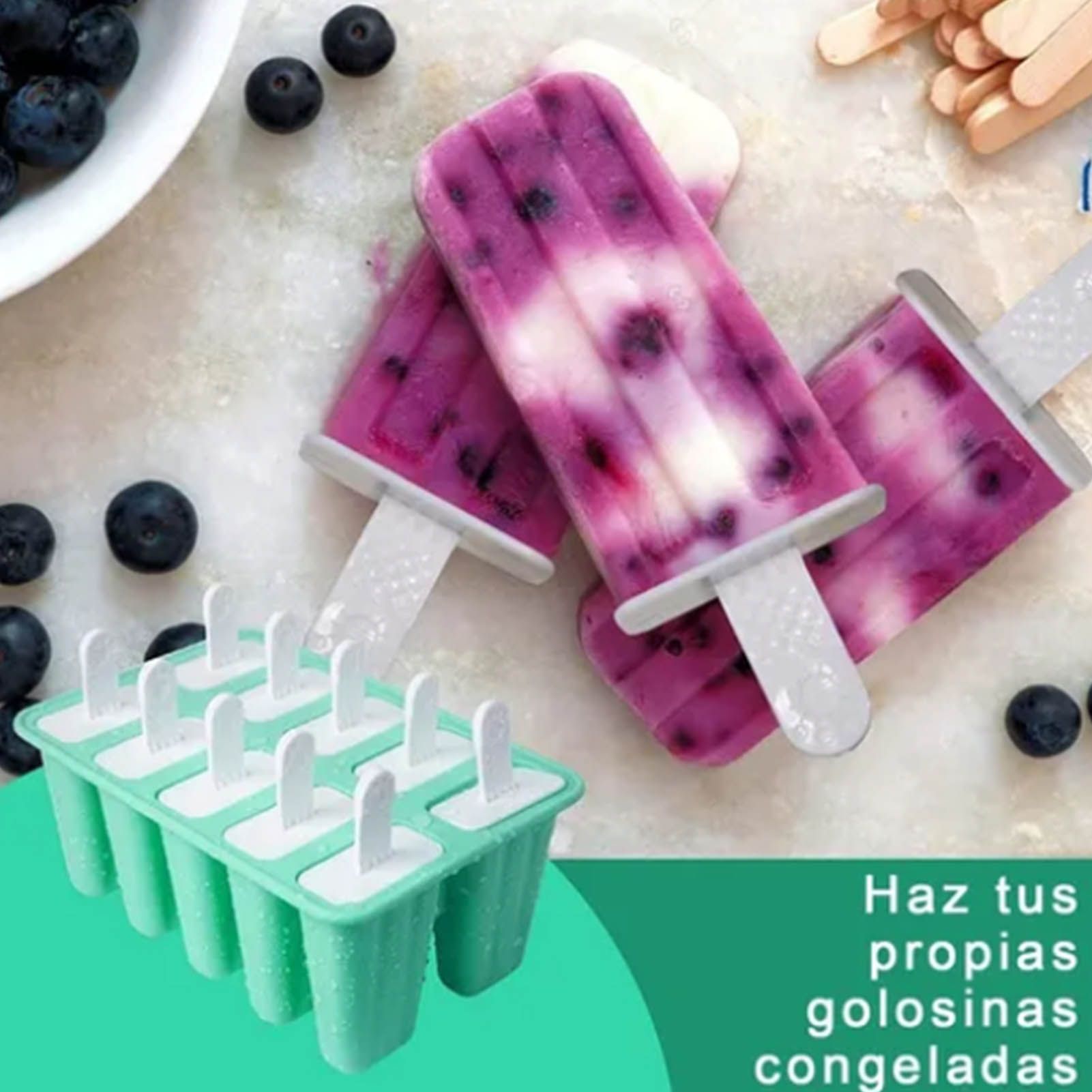 Ice Cream Mould 10 Grids Food Grade Silicone Non Stick Green Ice Lolly Maker view 12