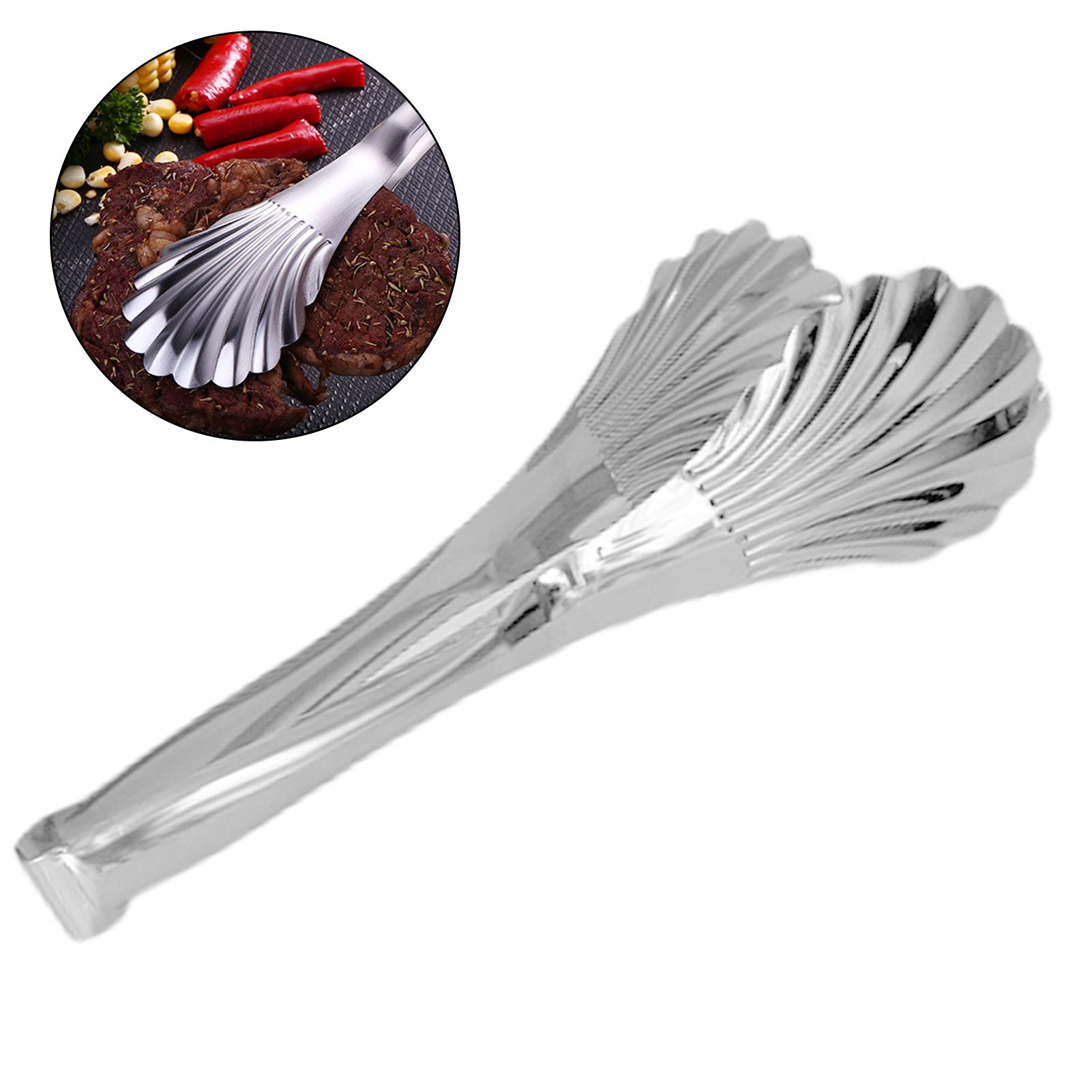 Cooking Tongs Multipurpose Heat Resistance Shell Shape Stainless Steel Kitchen view 6