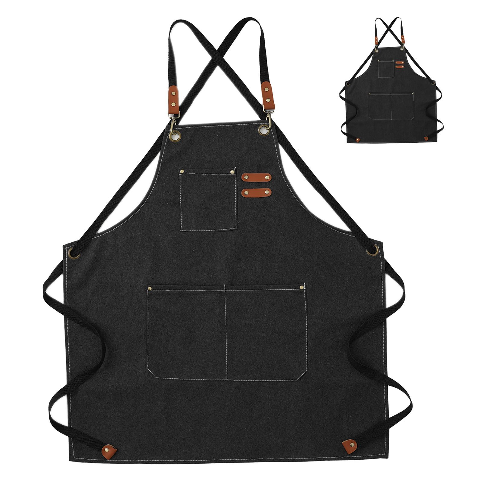 Artist Aprons Cotton Canvas Detachable Shoulder Straps Soft Comfortable Double view 4