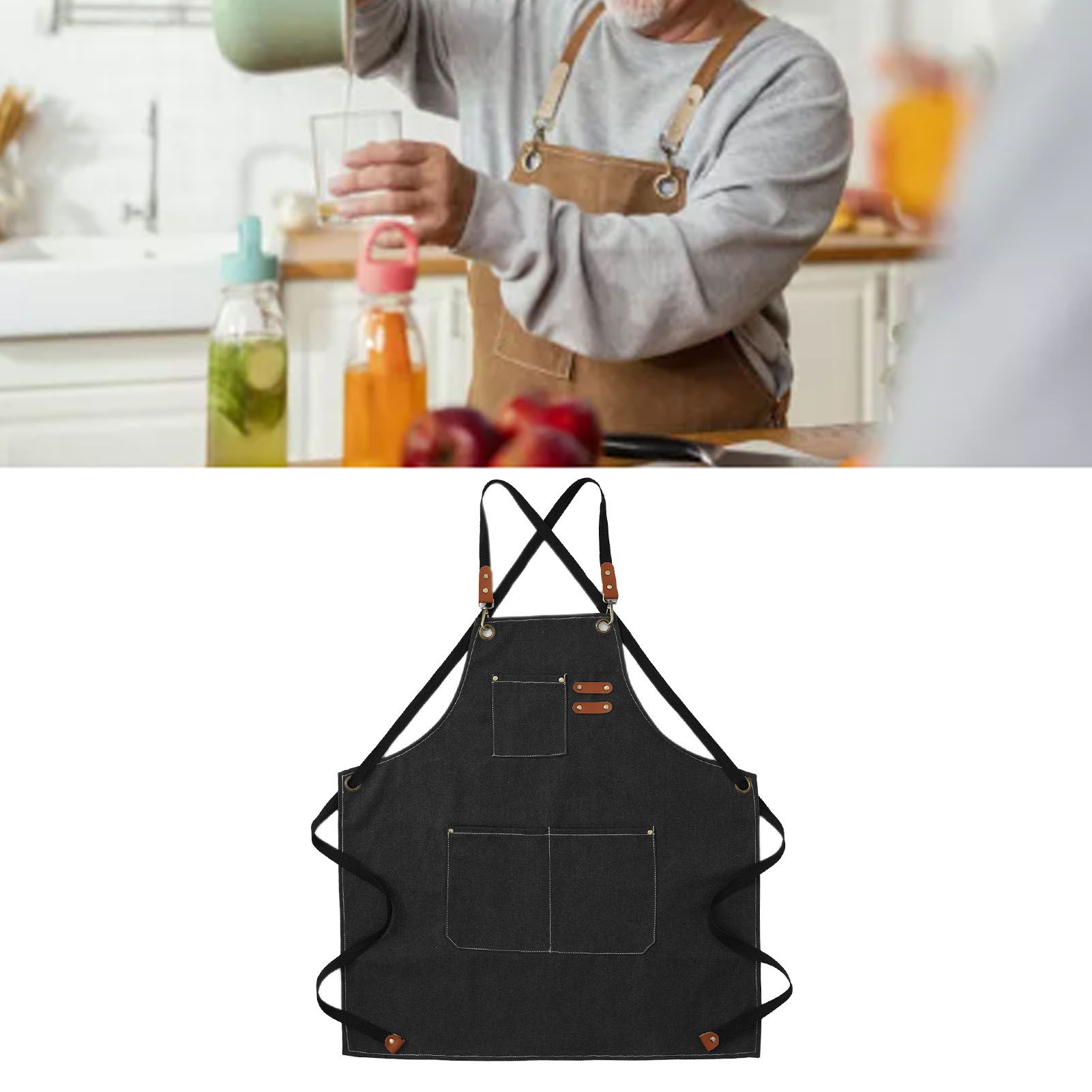 Artist Aprons Cotton Canvas Detachable Shoulder Straps Soft Comfortable Double view 5