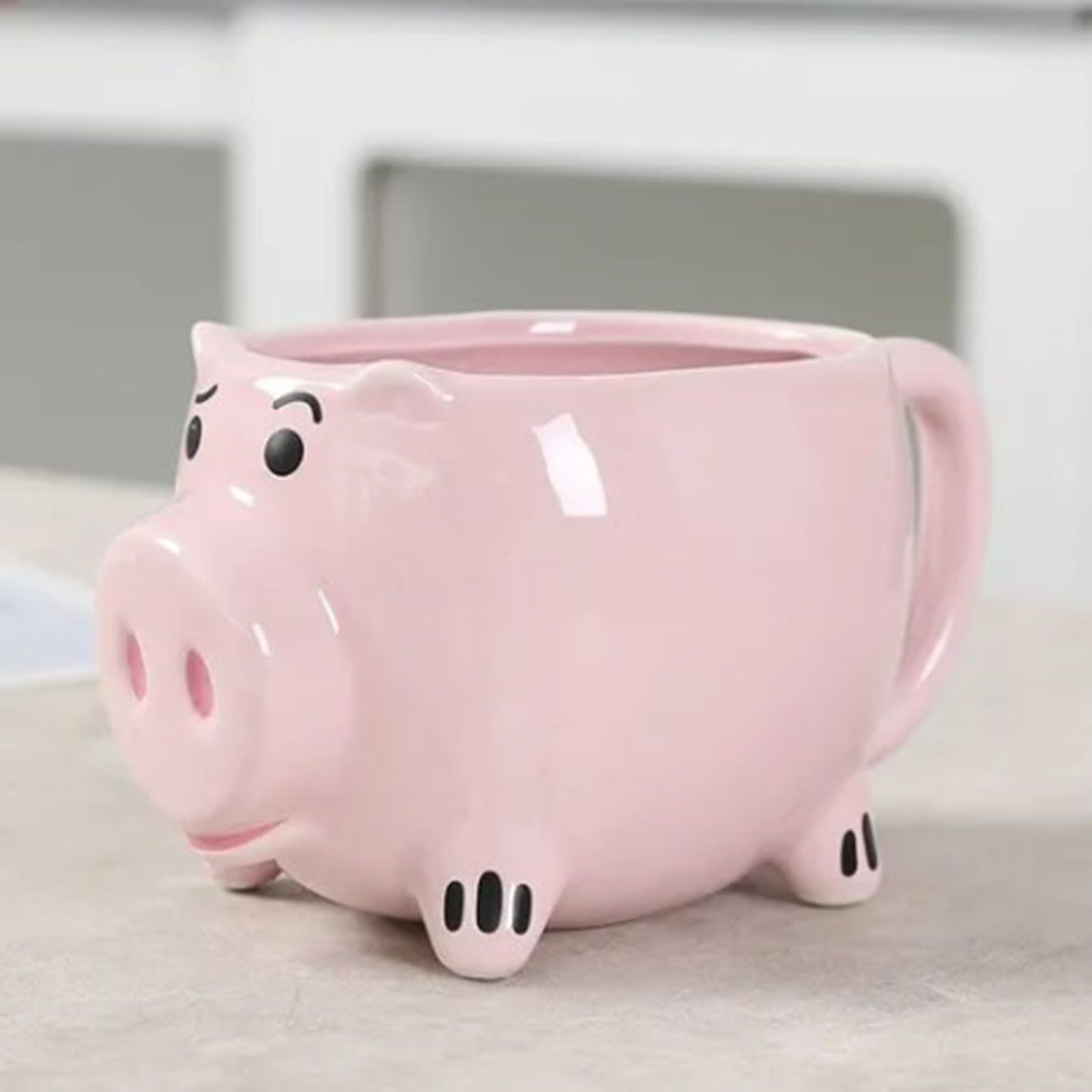 Cute Pig Ceramic Cup Pink Comfortable Grasp Smooth Mouth Lovely Shape for view 5