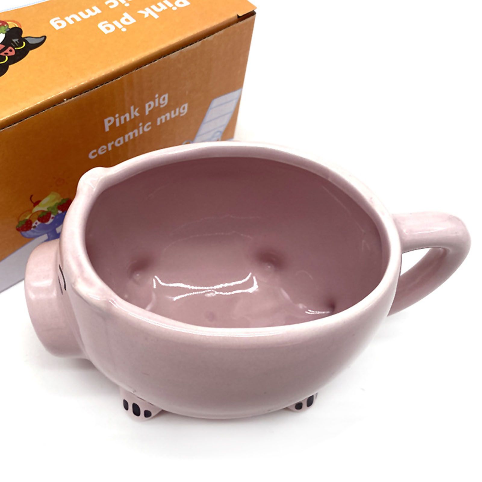 Cute Pig Ceramic Cup Pink Comfortable Grasp Smooth Mouth Lovely Shape for view 10