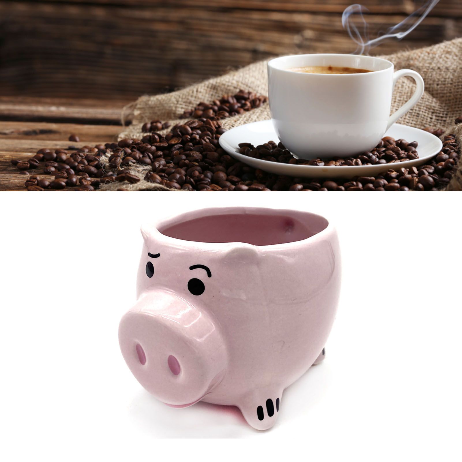 Cute Pig Ceramic Cup Pink Comfortable Grasp Smooth Mouth Lovely Shape for view 11