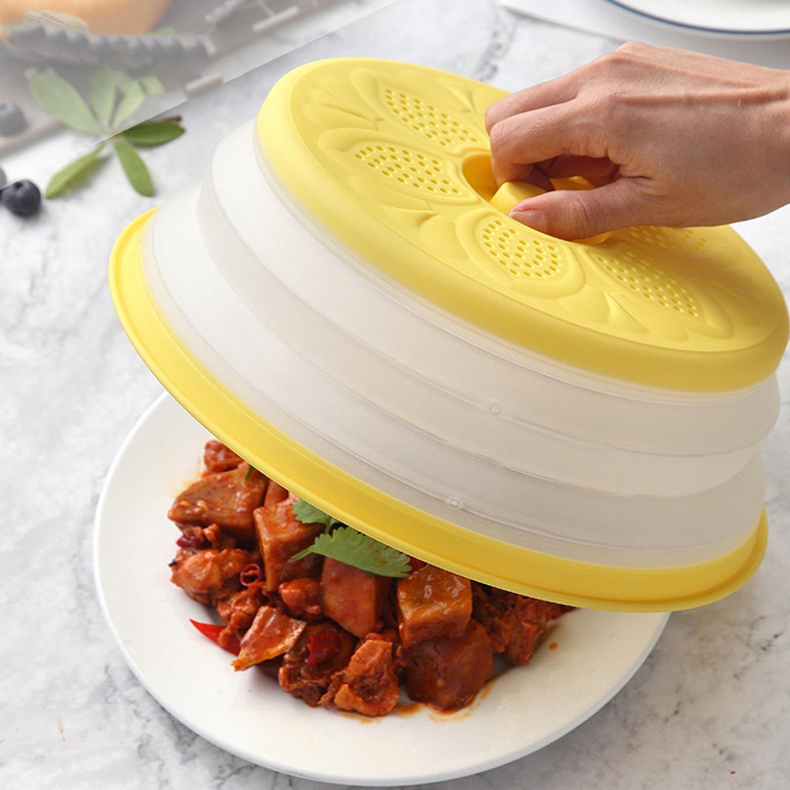 Dish Cover Foldable Drain Basket Dustproof Microwave Cover Splatter Guard for view 5