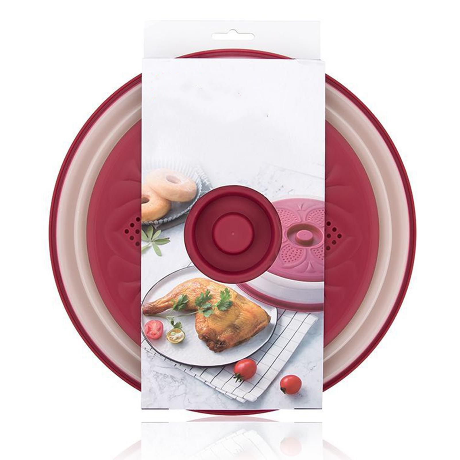 Dish Cover Foldable Drain Basket Dustproof Microwave Cover Splatter Guard for view 2