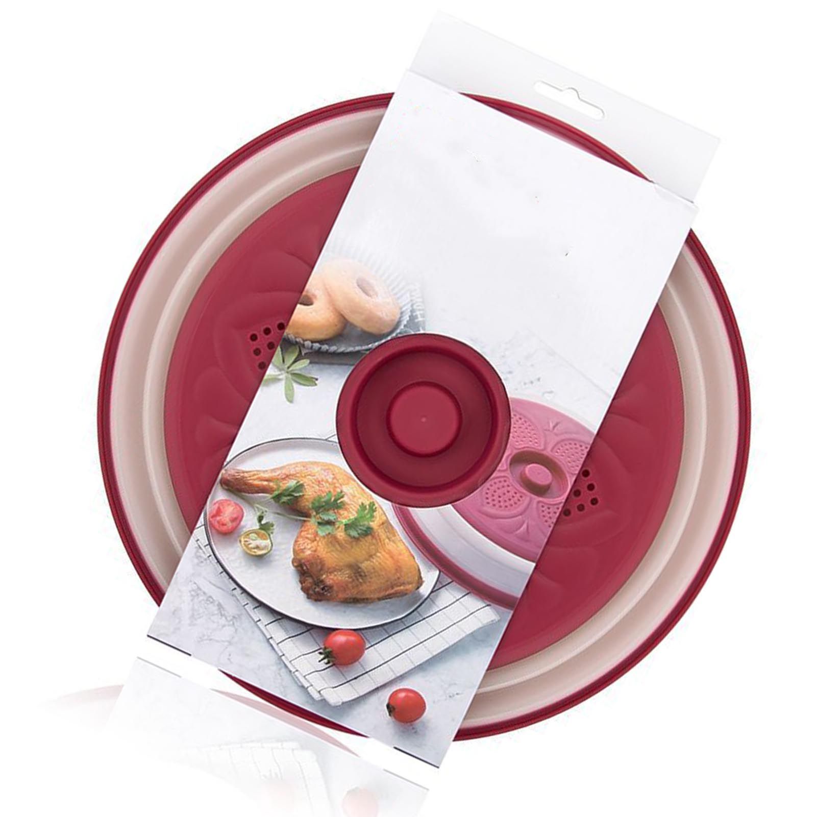 Dish Cover Foldable Drain Basket Dustproof Microwave Cover Splatter Guard for view 4