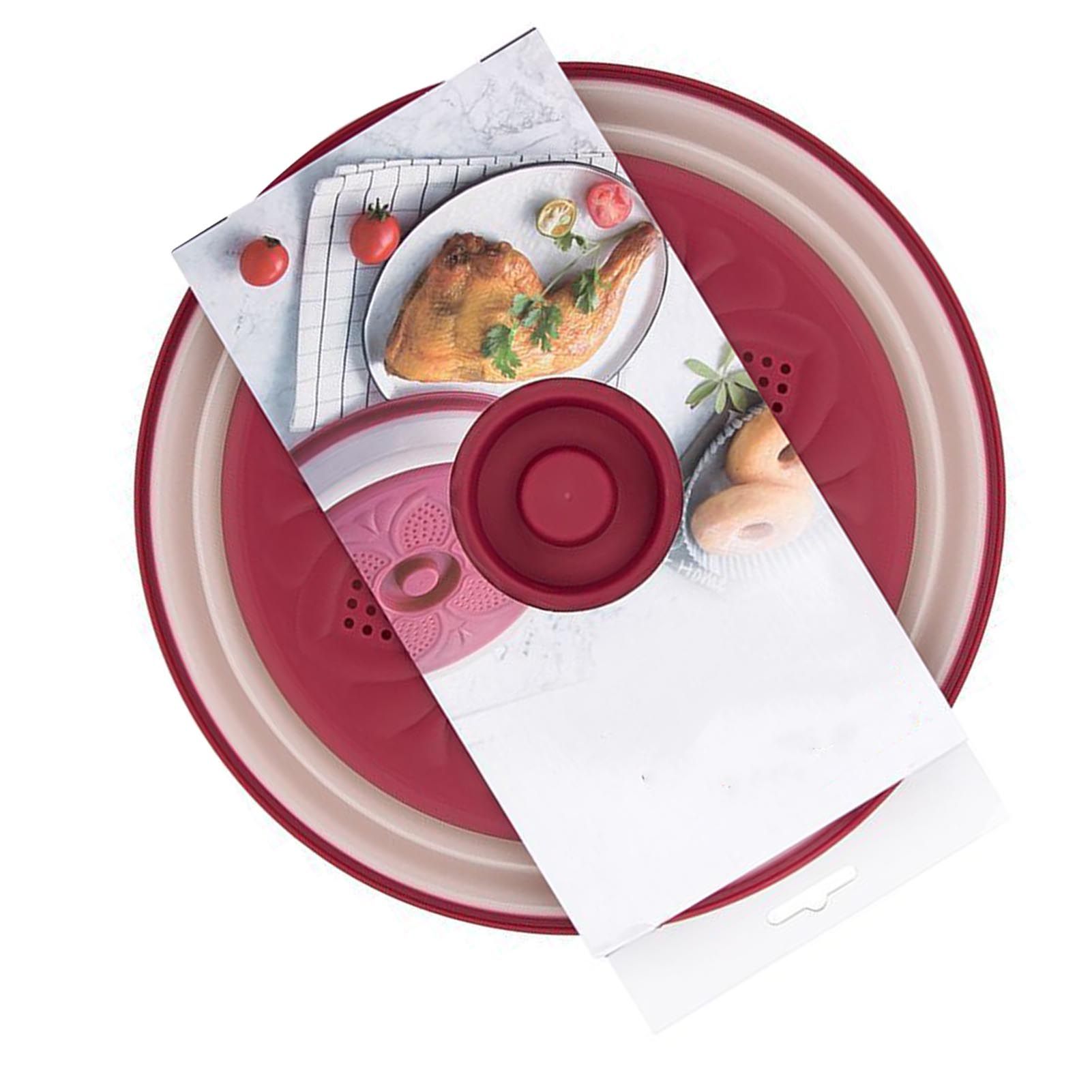 Dish Cover Foldable Drain Basket Dustproof Microwave Cover Splatter Guard for view 11