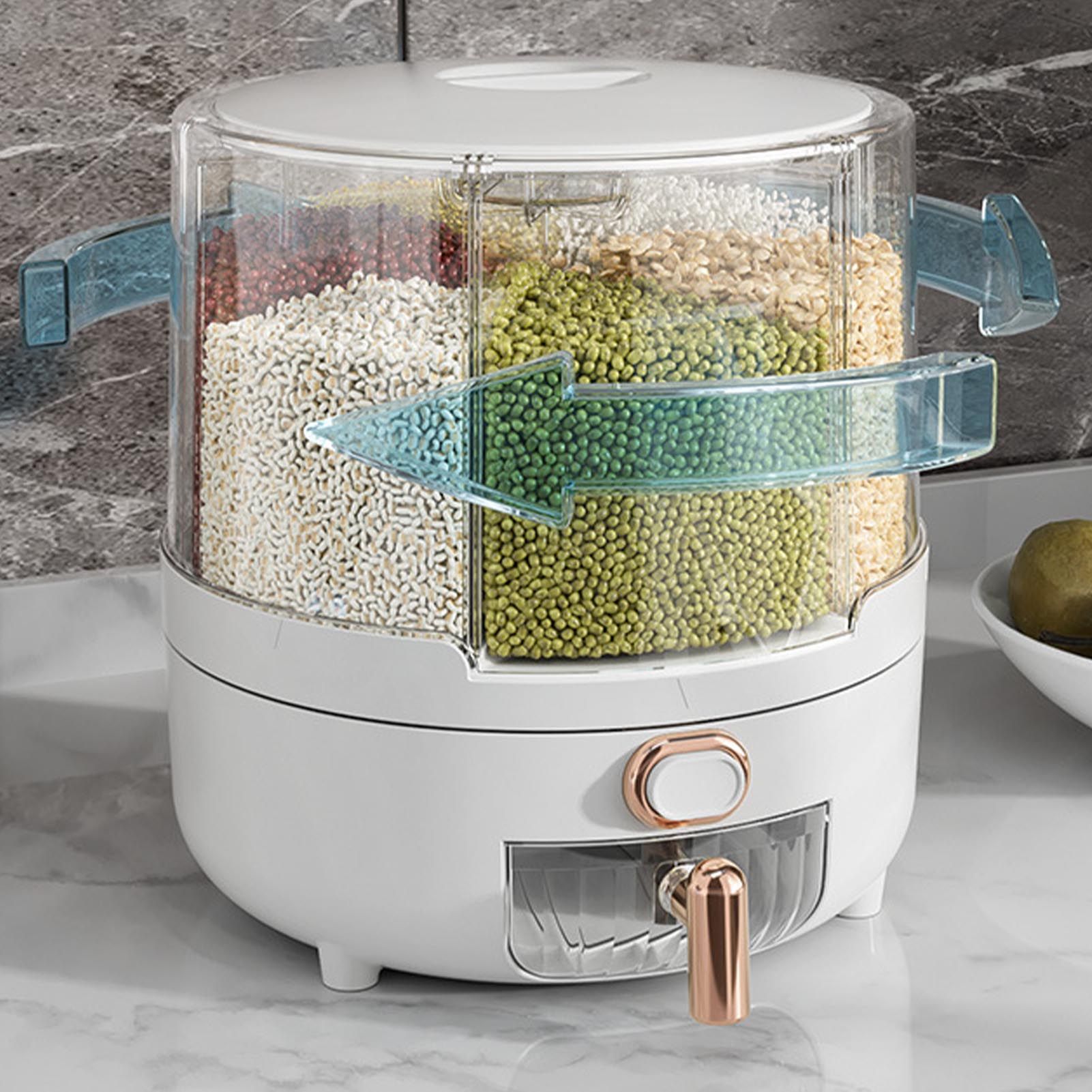360 Degree Rotating Grain Dispenser Box PP Plastic Kitchen Storage Container view 4