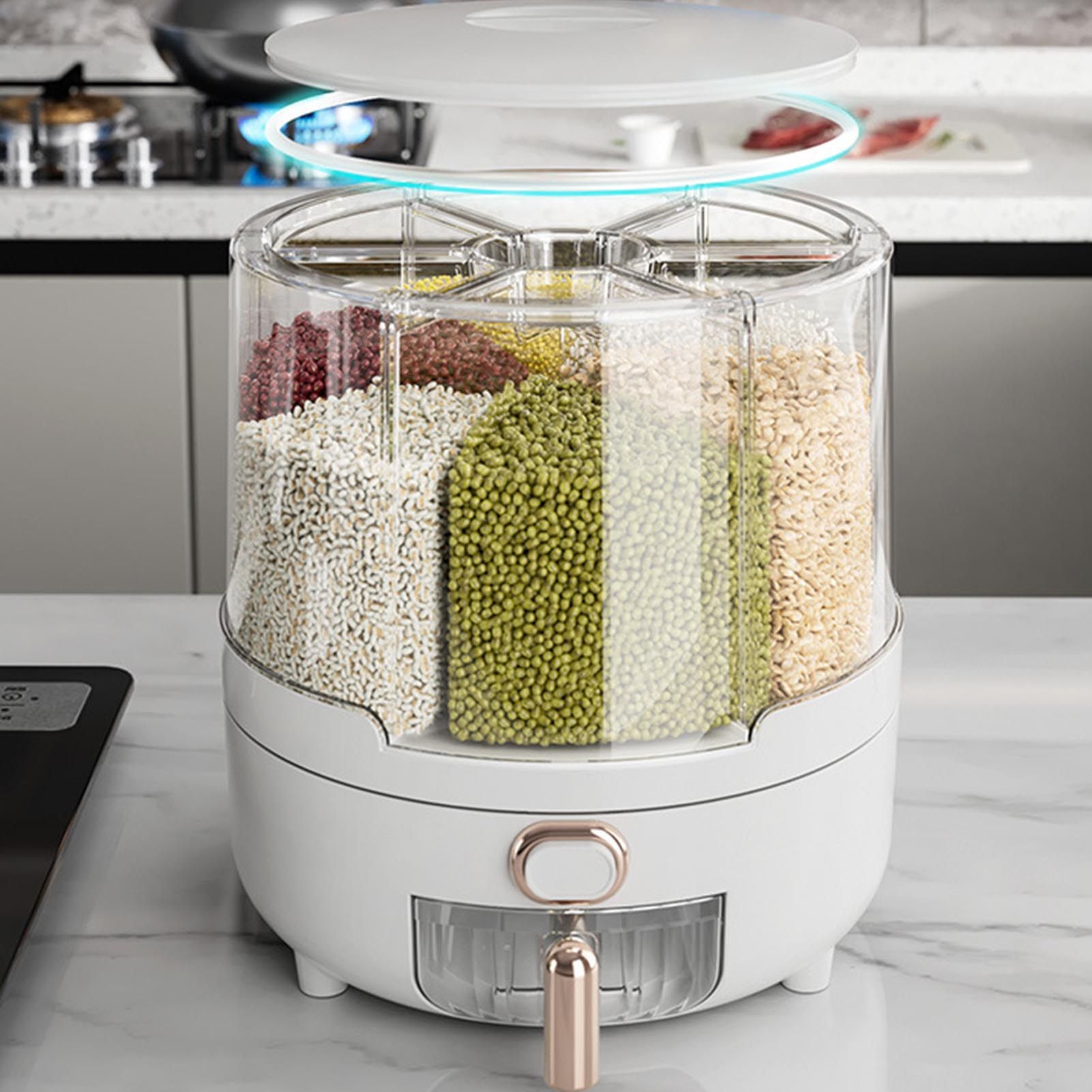 360 Degree Rotating Grain Dispenser Box PP Plastic Kitchen Storage Container view 2