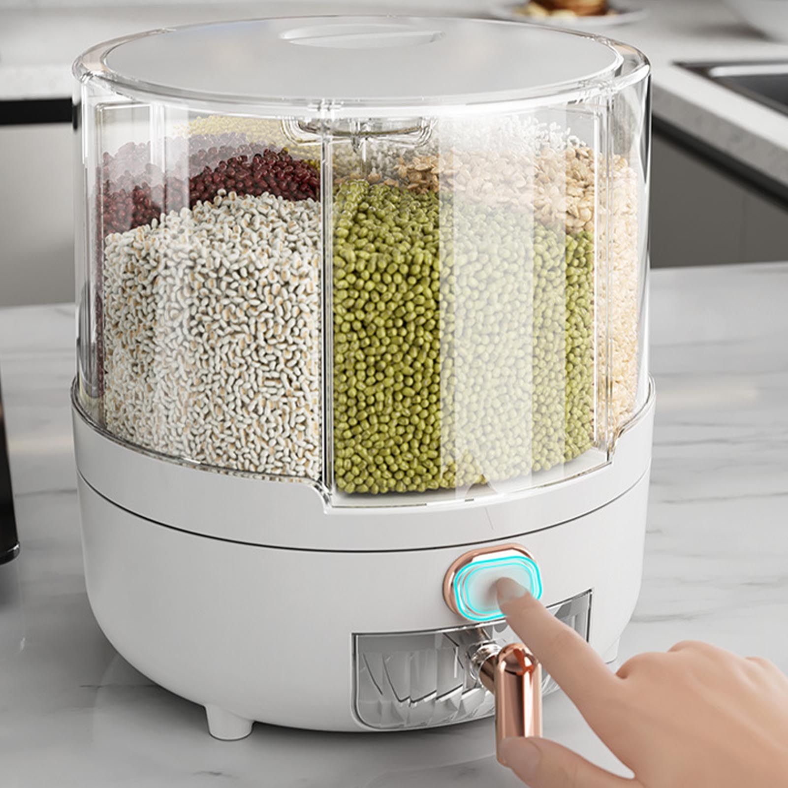 360 Degree Rotating Grain Dispenser Box PP Plastic Kitchen Storage Container view 3