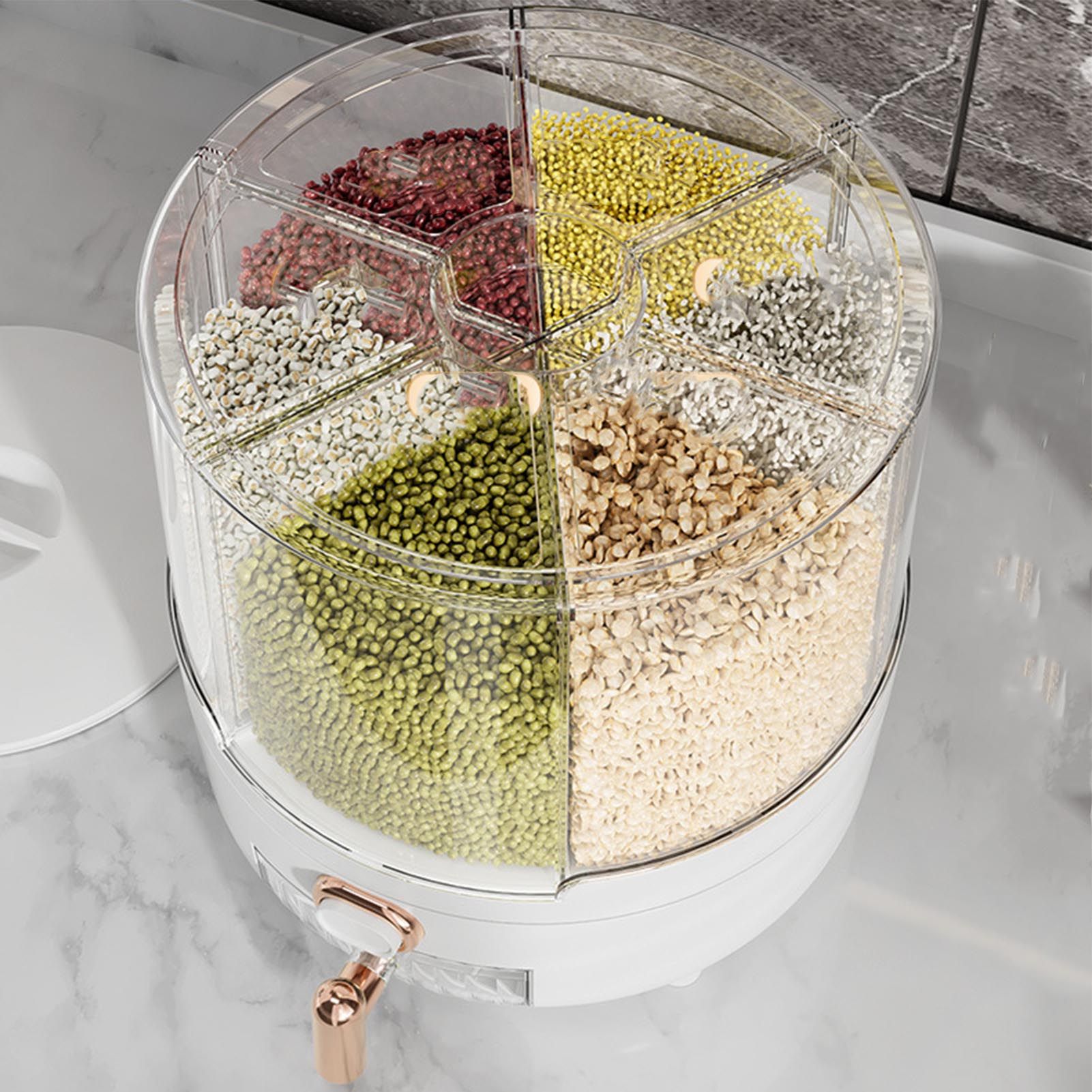 360 Degree Rotating Grain Dispenser Box PP Plastic Kitchen Storage Container view 5