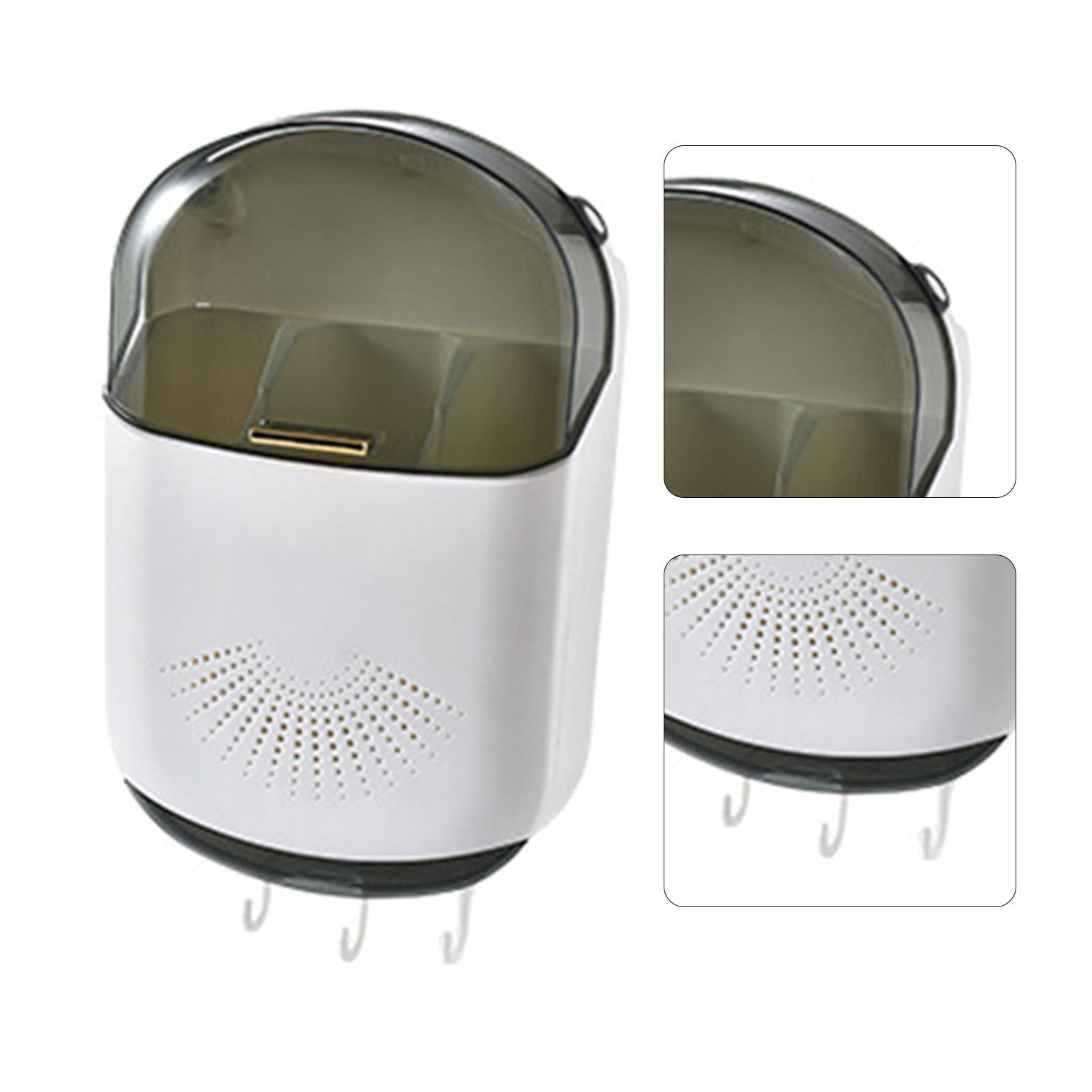 Wall Mounted Chopsticks Holder Dust Prevention 3 Compartments Large Capacity view 12