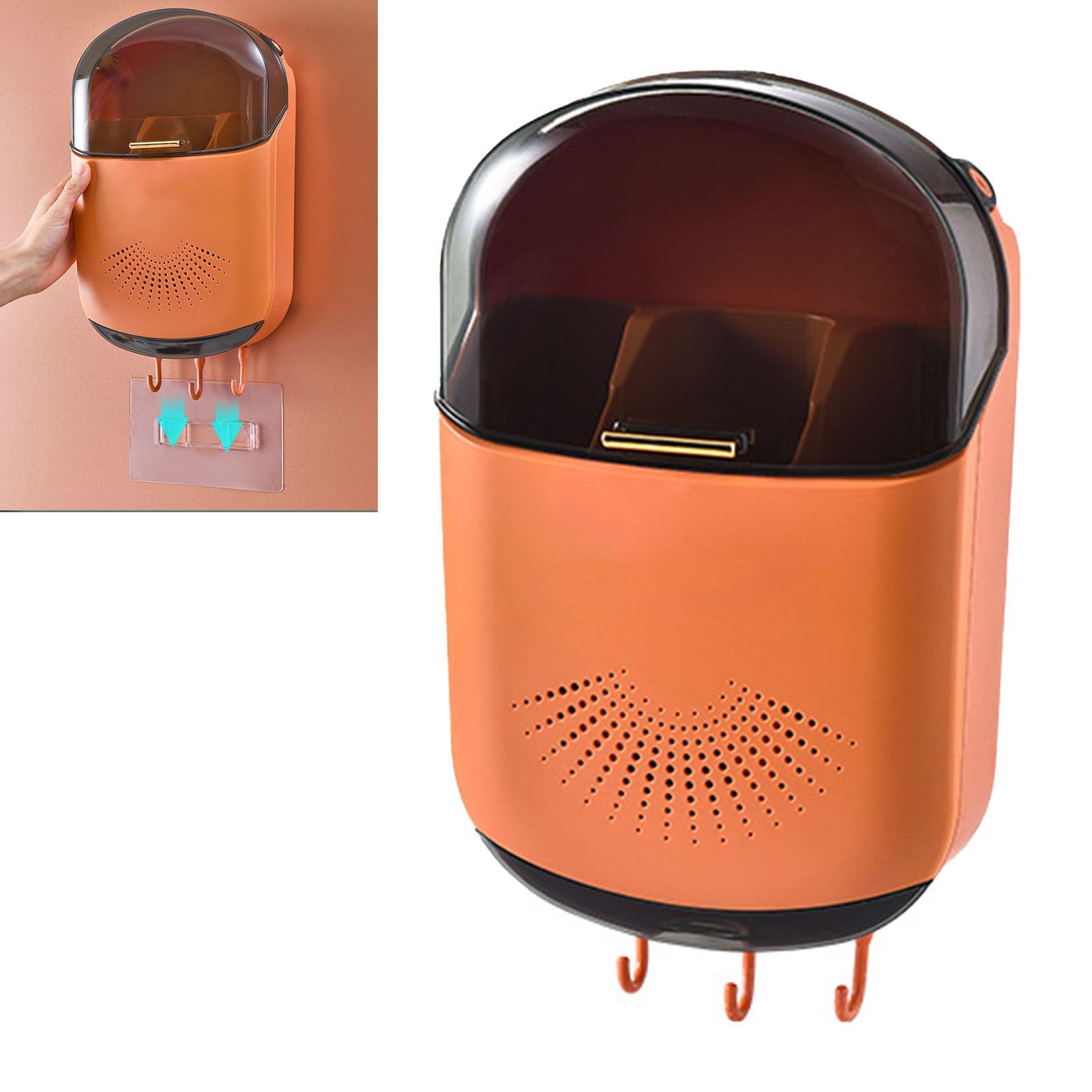 Wall Mounted Chopsticks Holder Dust Prevention 3 Compartments Large Capacity view 5