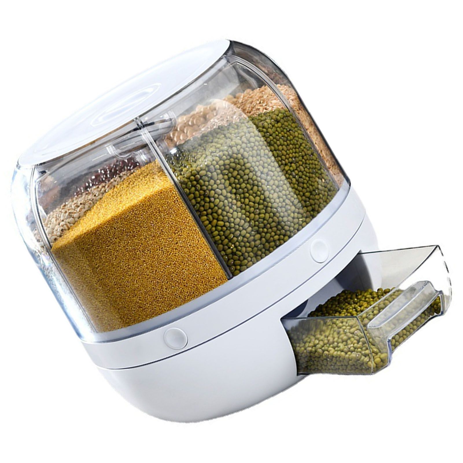 Grains Separate Storage Box Sealed Rotating Rice Bucket Home Insect Damp Proof view 3
