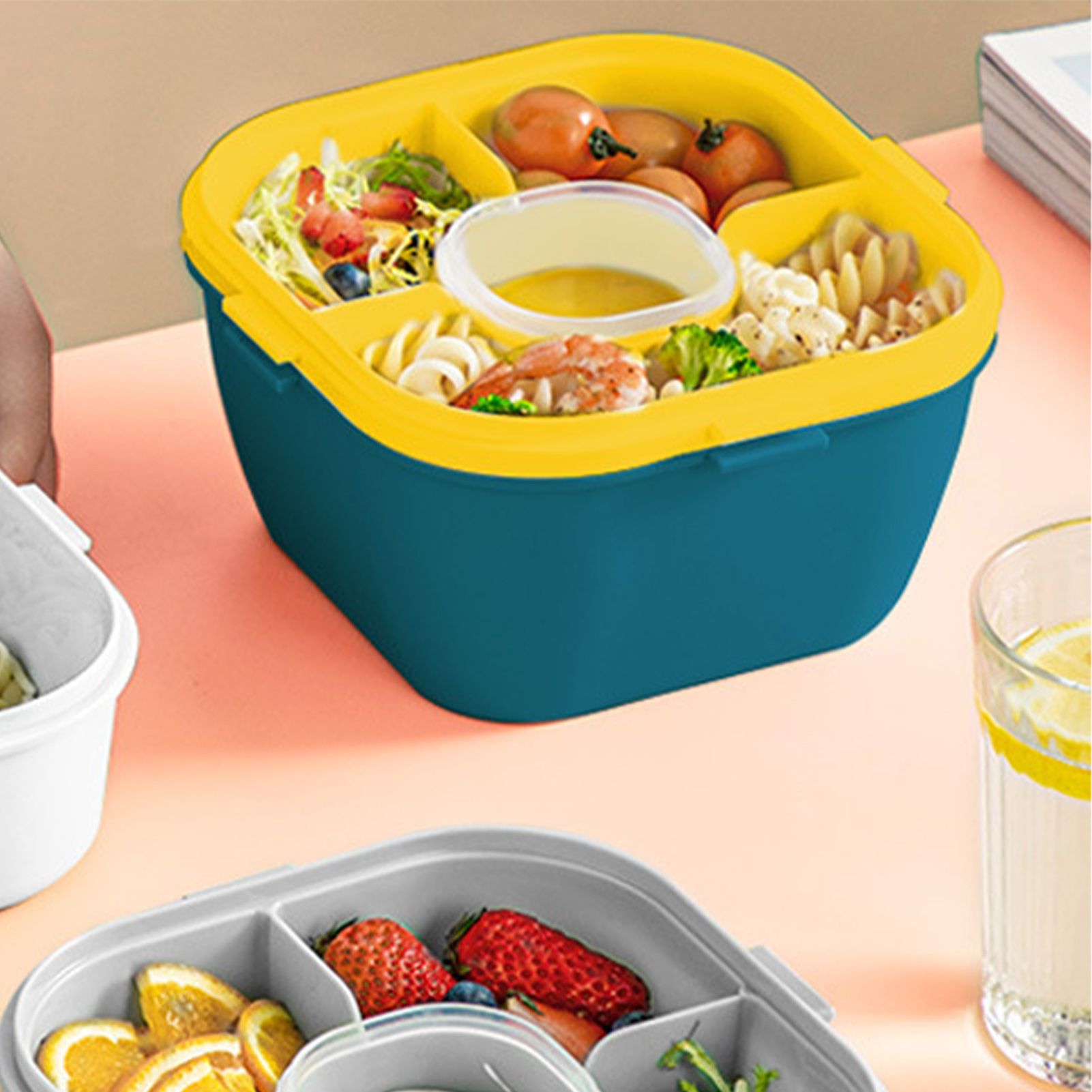 2 Layer Plastic Salad Lunch Box Microwave Safe Salad Lunch Container Portable view 10