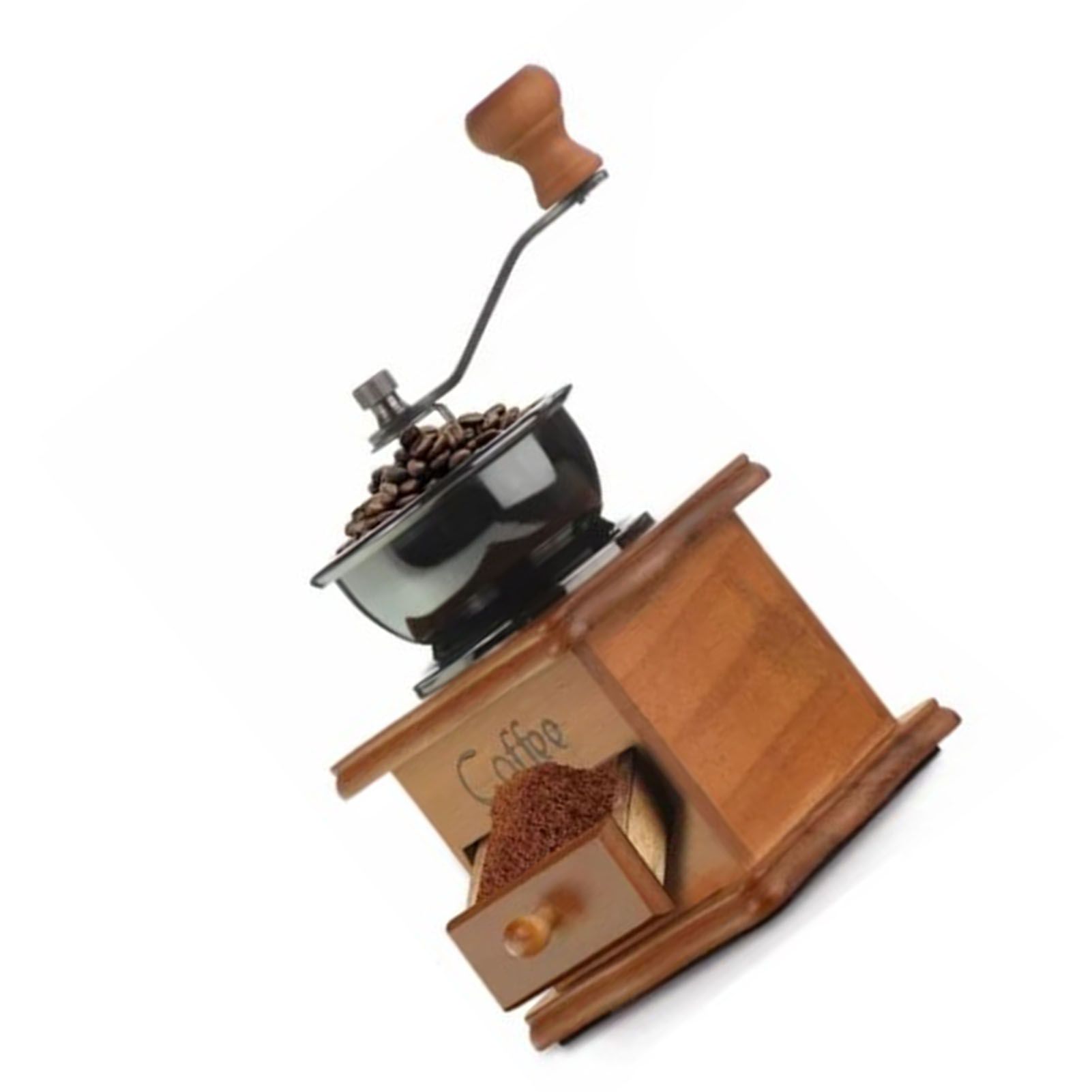 Manual Coffee Grinder Italian Retro Portable Stainless Steel Brown Hand Crank view 2