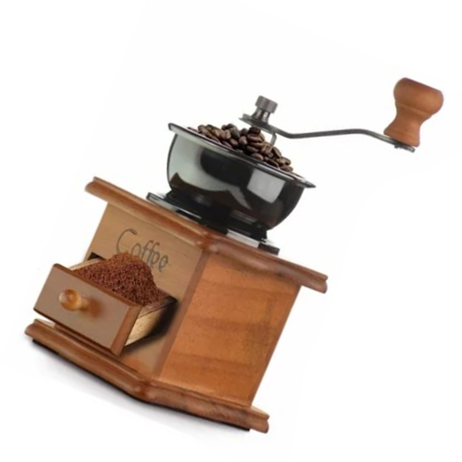 Manual Coffee Grinder Italian Retro Portable Stainless Steel Brown Hand Crank view 3