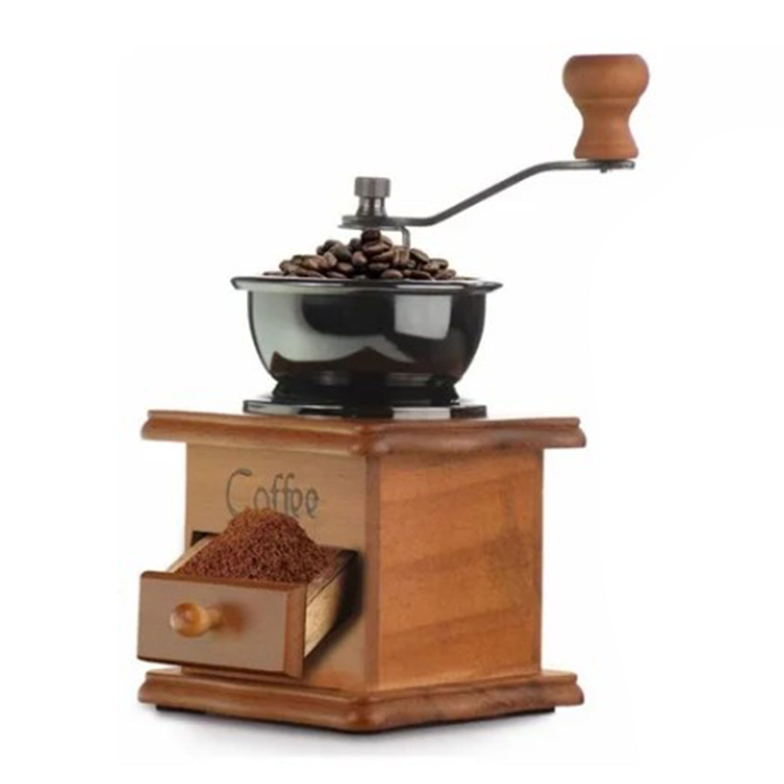 Manual Coffee Grinder Italian Retro Portable Stainless Steel Brown Hand Crank view 4