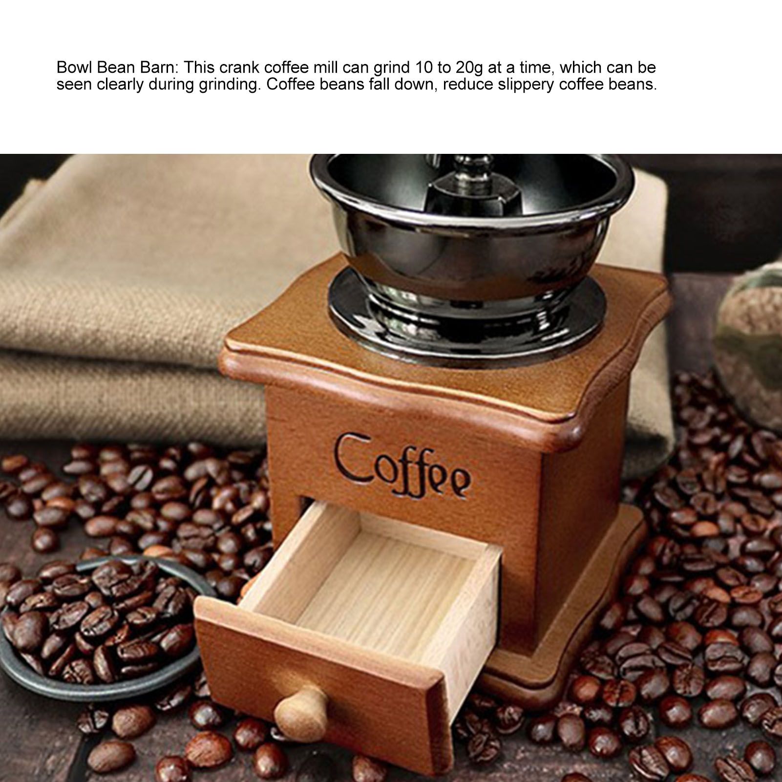 Manual Coffee Grinder Italian Retro Portable Stainless Steel Brown Hand Crank view 12