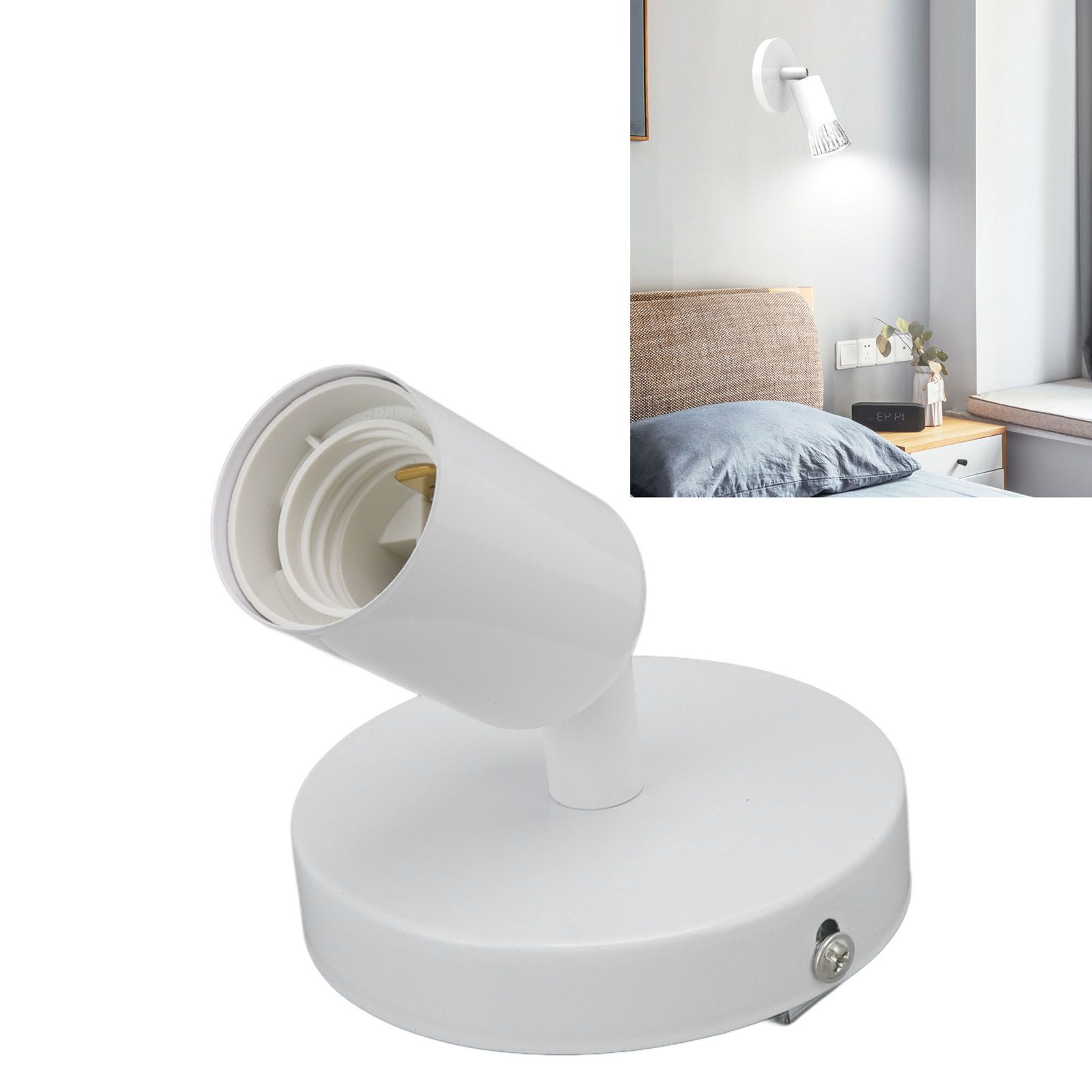 E26 E27 Wall Lamp Holder Modern Simple Wall Lamp Base for Bedroom Living Room view 12