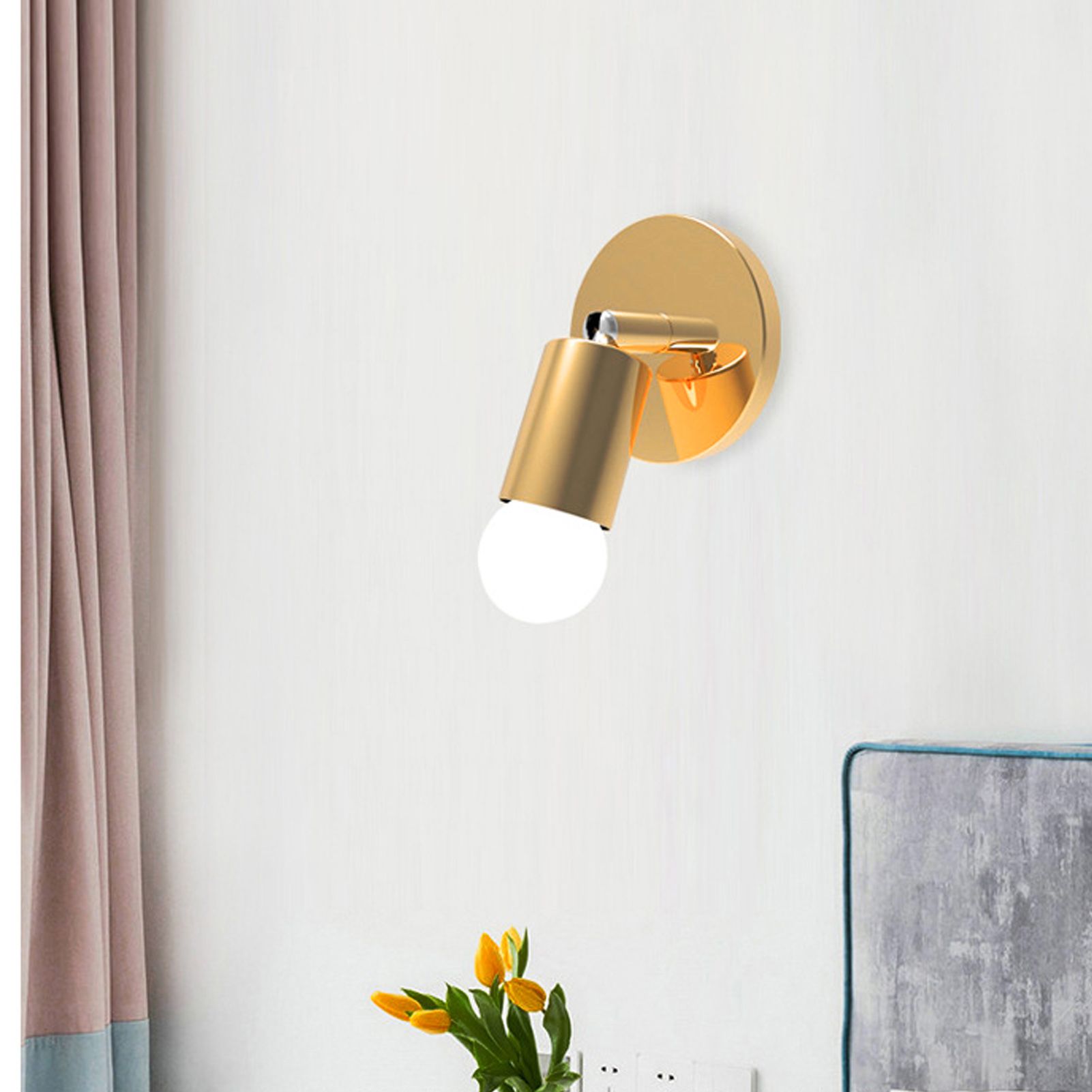 E27 E26 Wall Lamp Base 180 Degrees Up and Down Adjustable Iron Decoration Bulb view 11