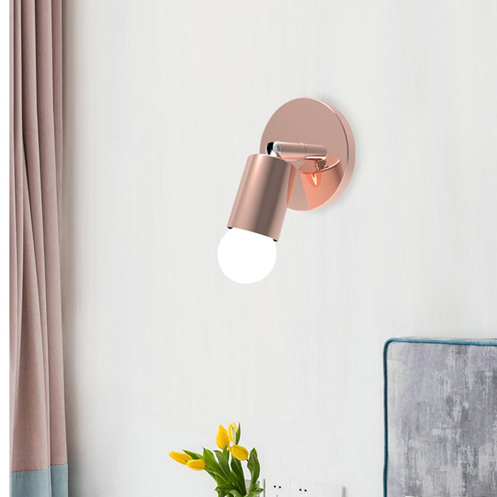 E27 E26 Wall Lamp Base 180 Degrees Up and Down Adjustable Iron Decoration Bulb view 11