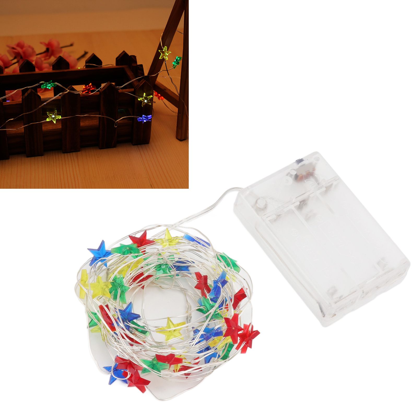 2 Sets Pentagram LED String Lights Battery Operated Fairy Star Lamp String view 11