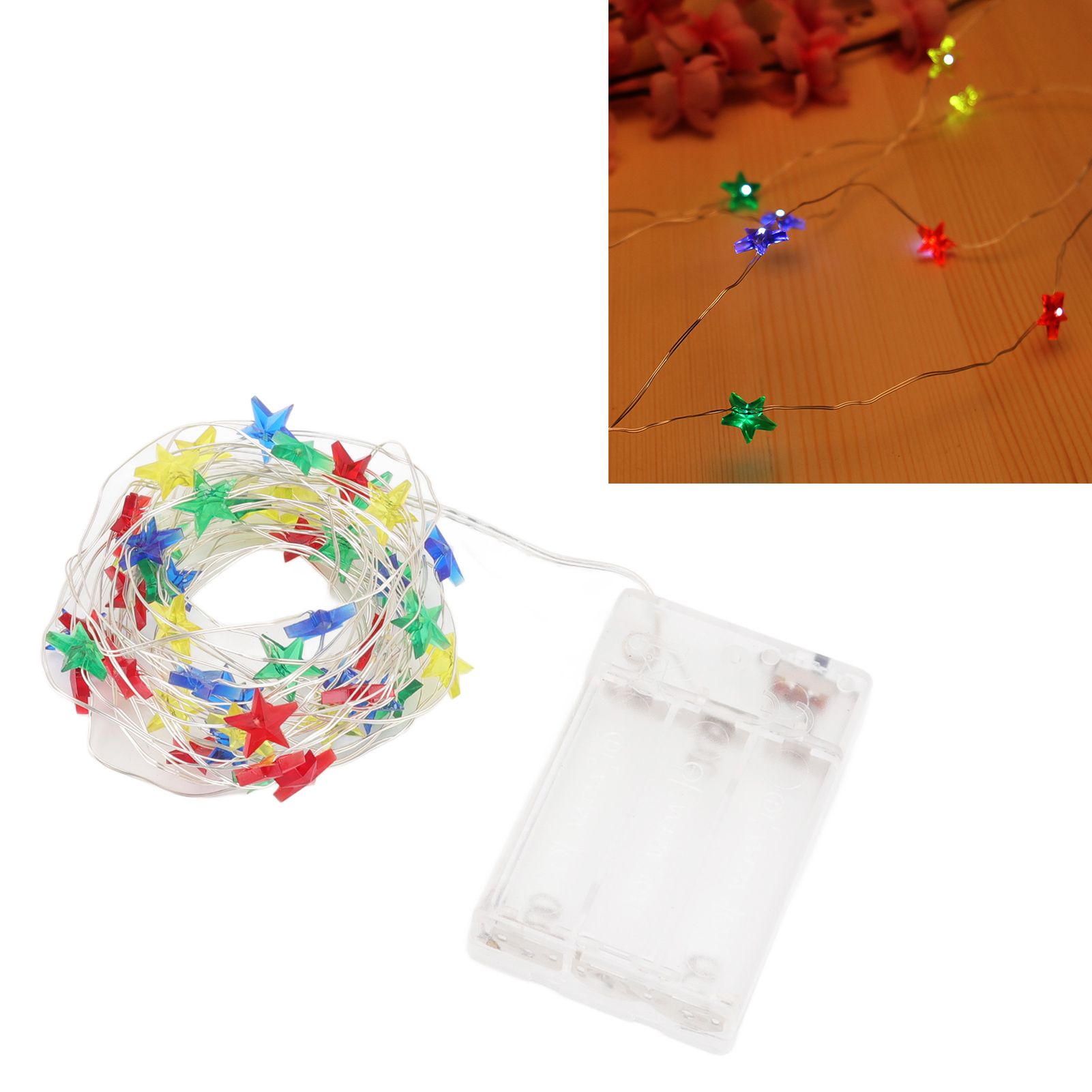2 Sets Pentagram LED String Lights Battery Operated Fairy Star Lamp String view 12