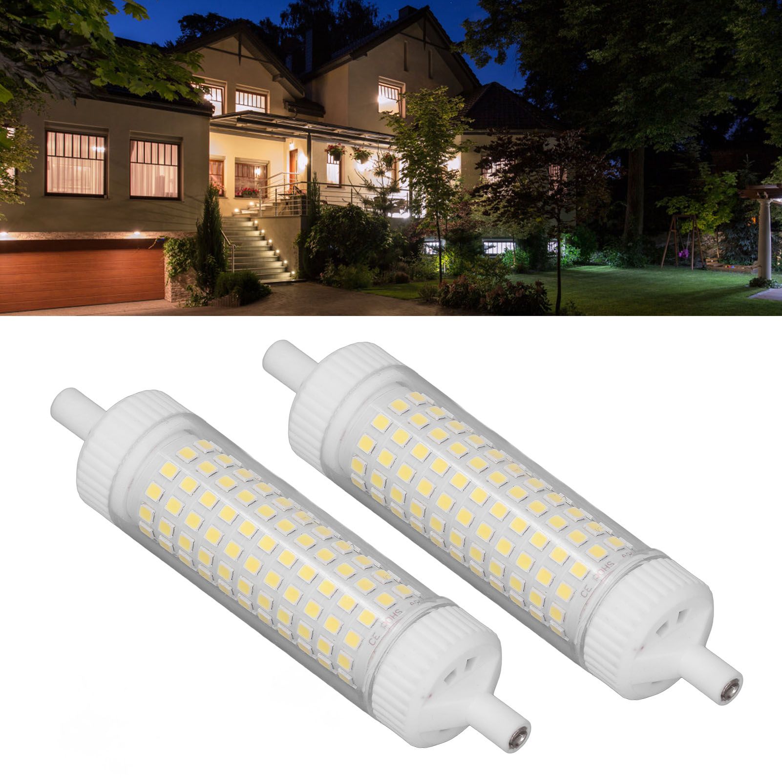 2Pcs R7S LED Light Bulb 118mm Dimmable 15W 154 LEDs Double Ended Floodlight view 11