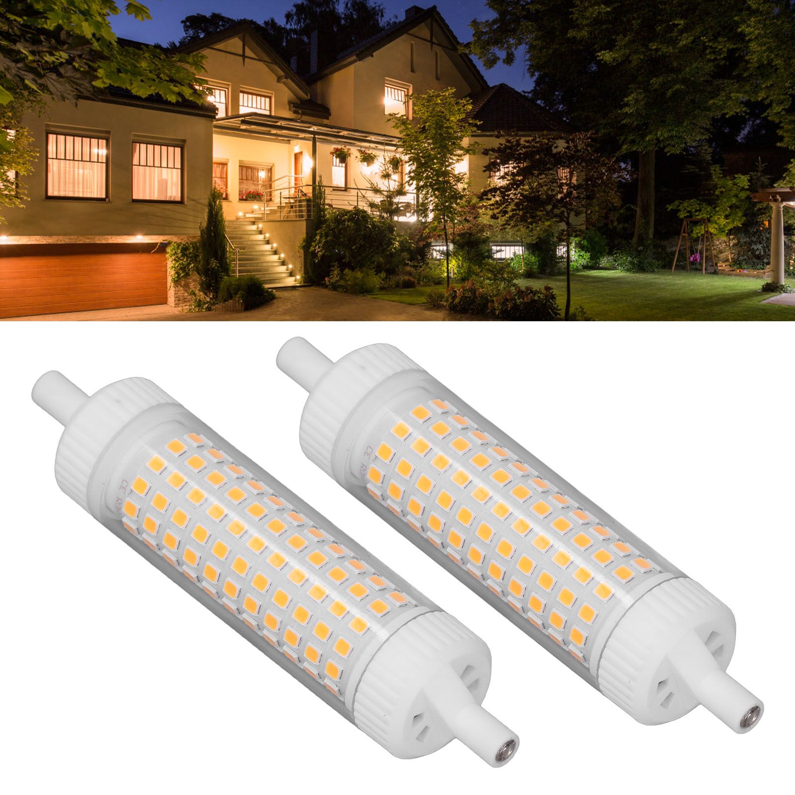 2Pcs R7S LED Light Bulb 118mm Dimmable 15W 154 LEDs Double Ended Floodlight view 11
