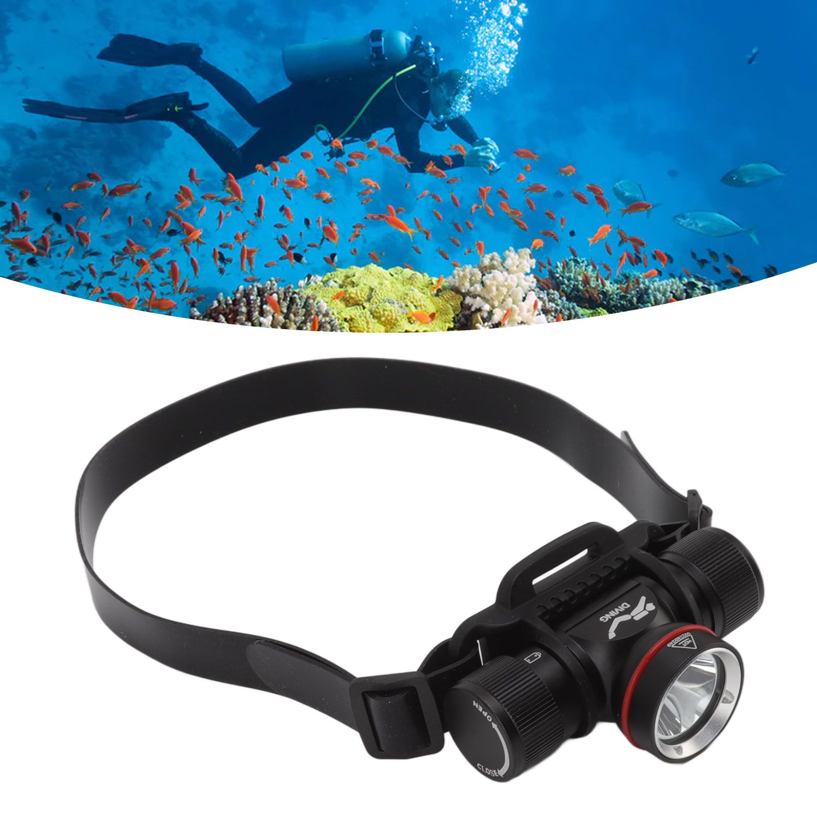 Diving Headlamp 1500LM Yellow Light LED Diving Head Lamp IPX8 Waterproof view 11
