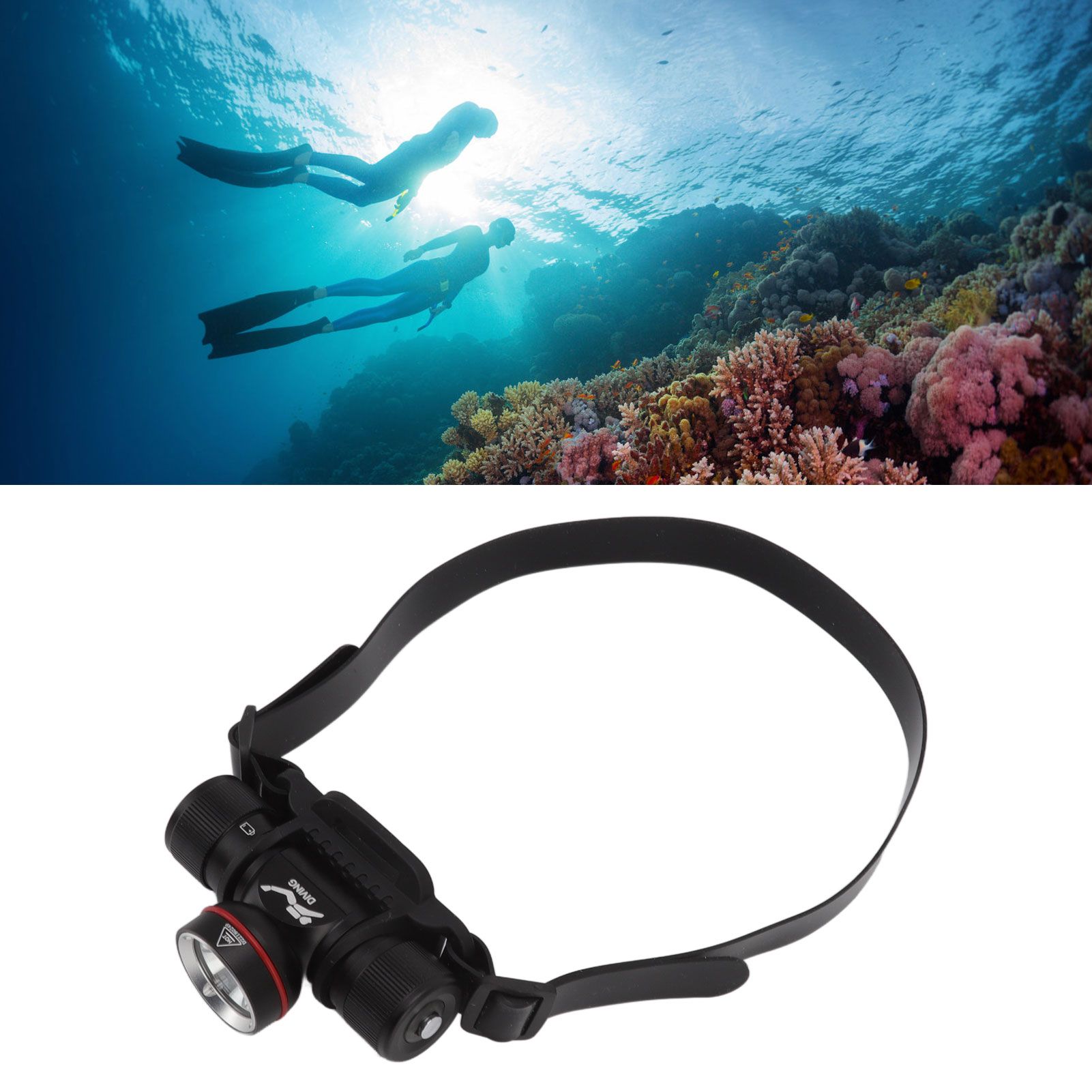 Diving Headlamp 1500LM Yellow Light LED Diving Head Lamp IPX8 Waterproof view 12