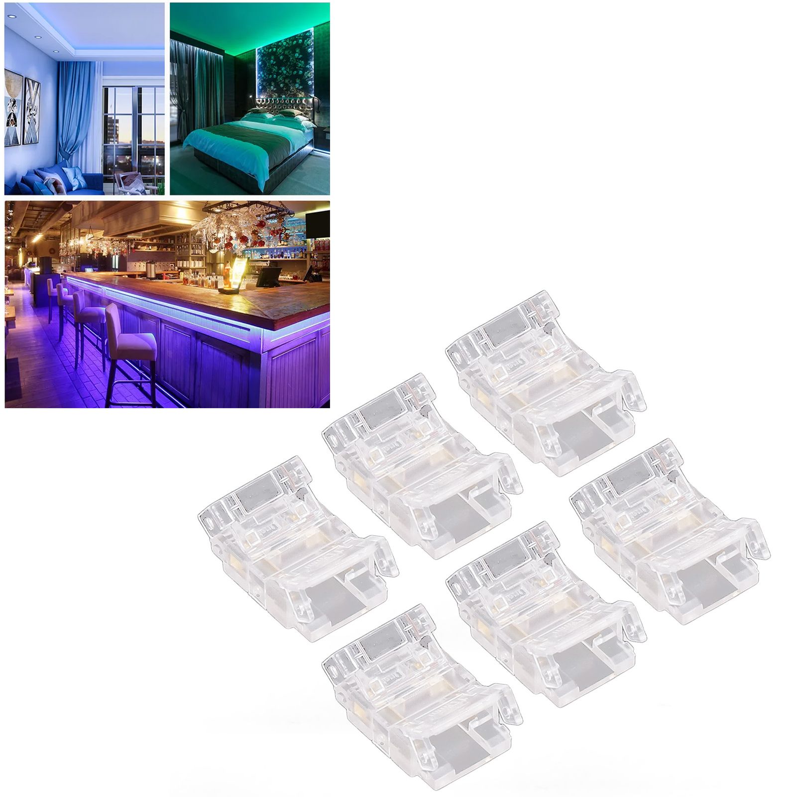 20PCS LED Strip to Wire Connector 2 Pin Transparent Solderless Gapless LED view 11