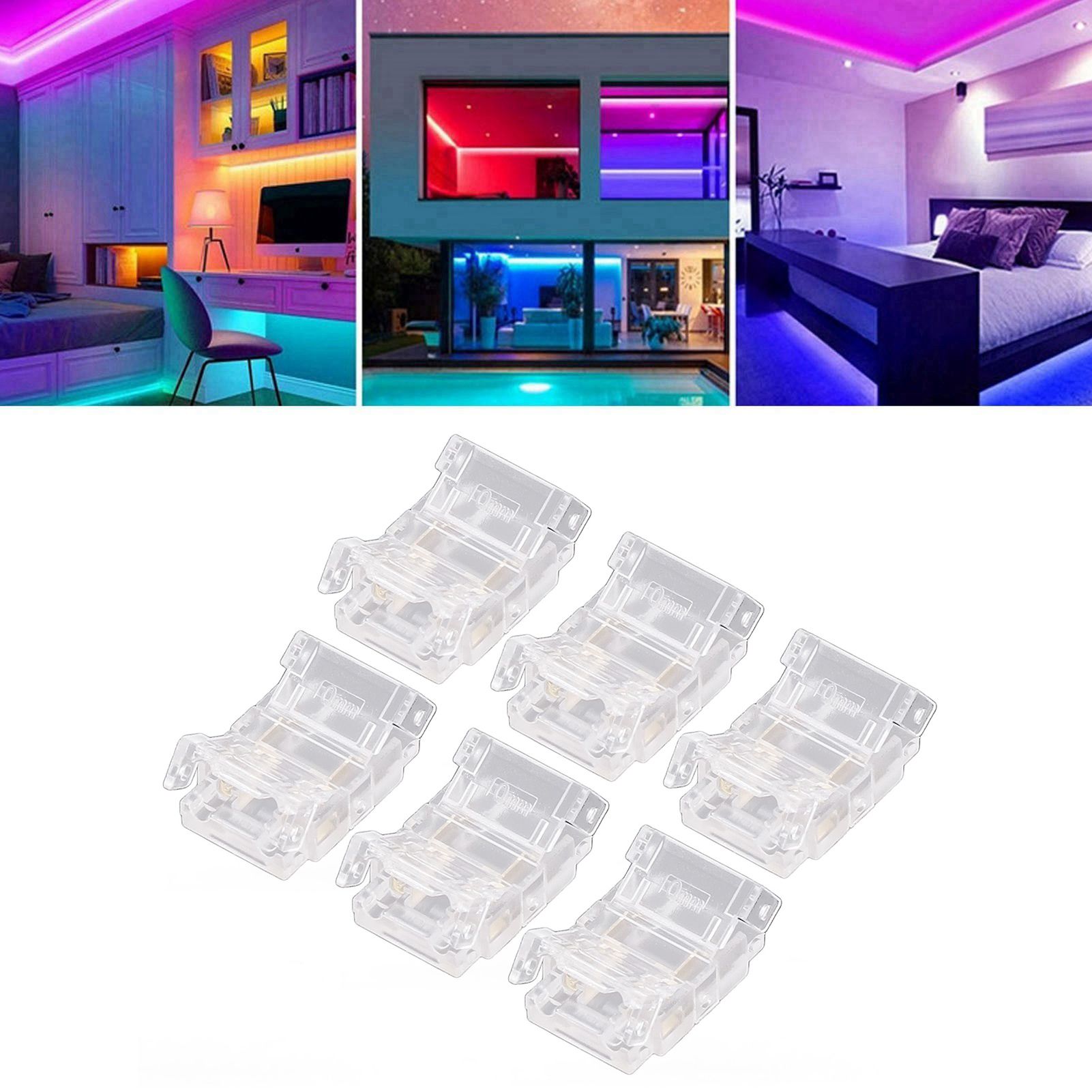 20PCS LED Strip to Wire Connector 2 Pin Transparent Solderless Gapless LED view 12