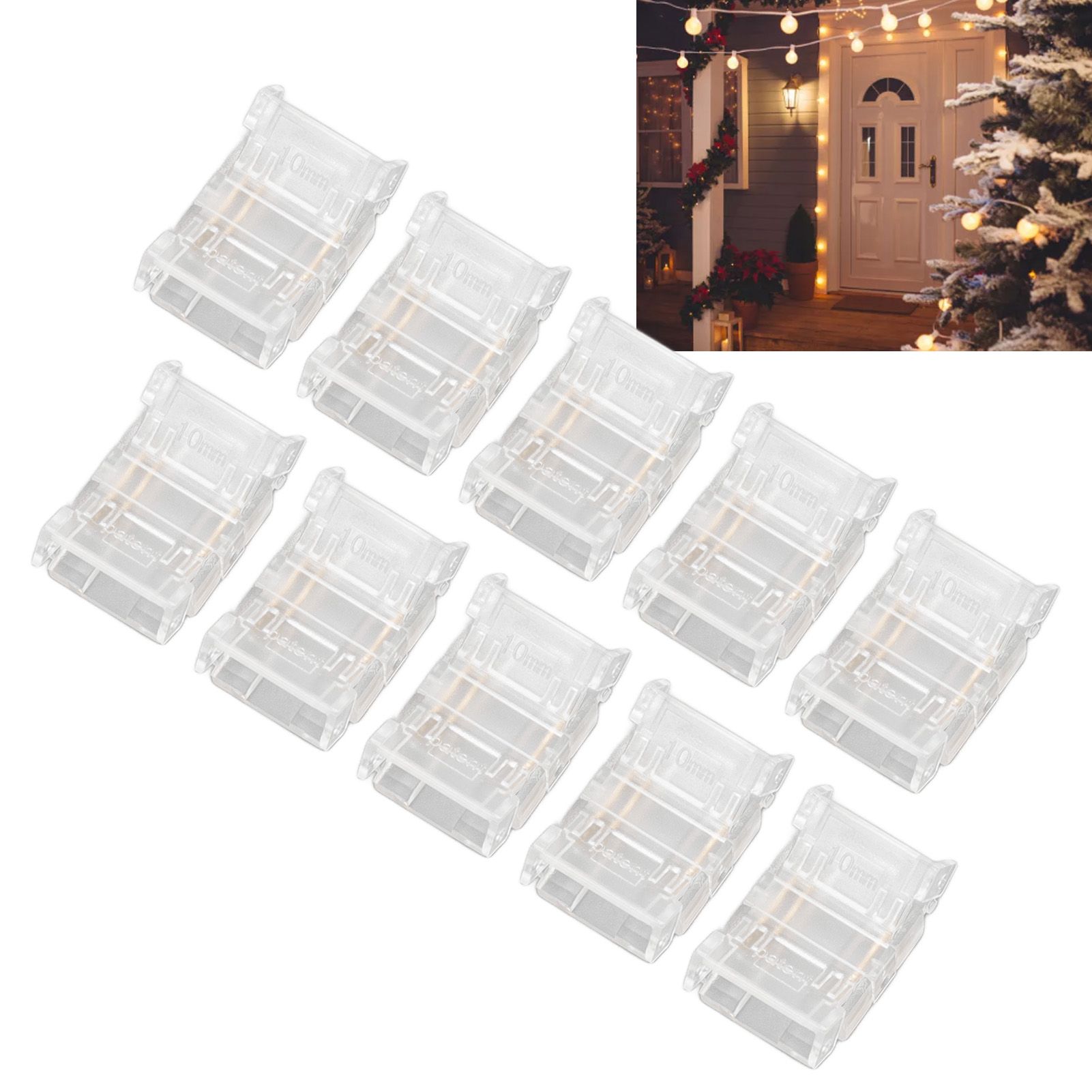 10 Pcs 3Pin 10mm COB LED Strip Connectors Strip to Strip Quick Connection view 12
