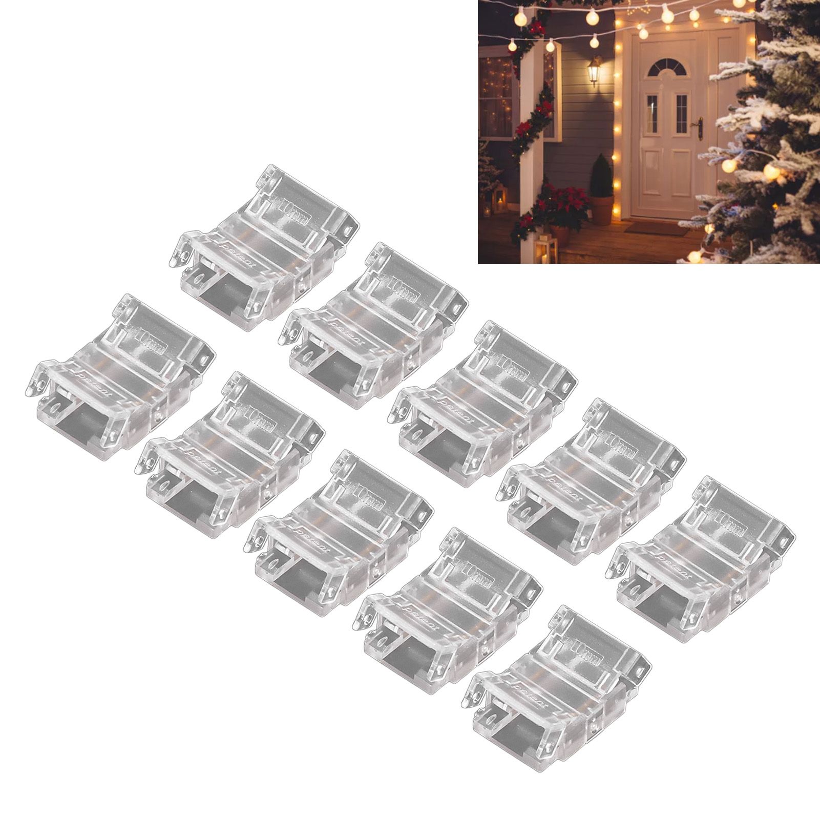 10 Pcs 2Pin 10mm LED Strip Connectors Strip to Strip Quick Connect Solderless view 12