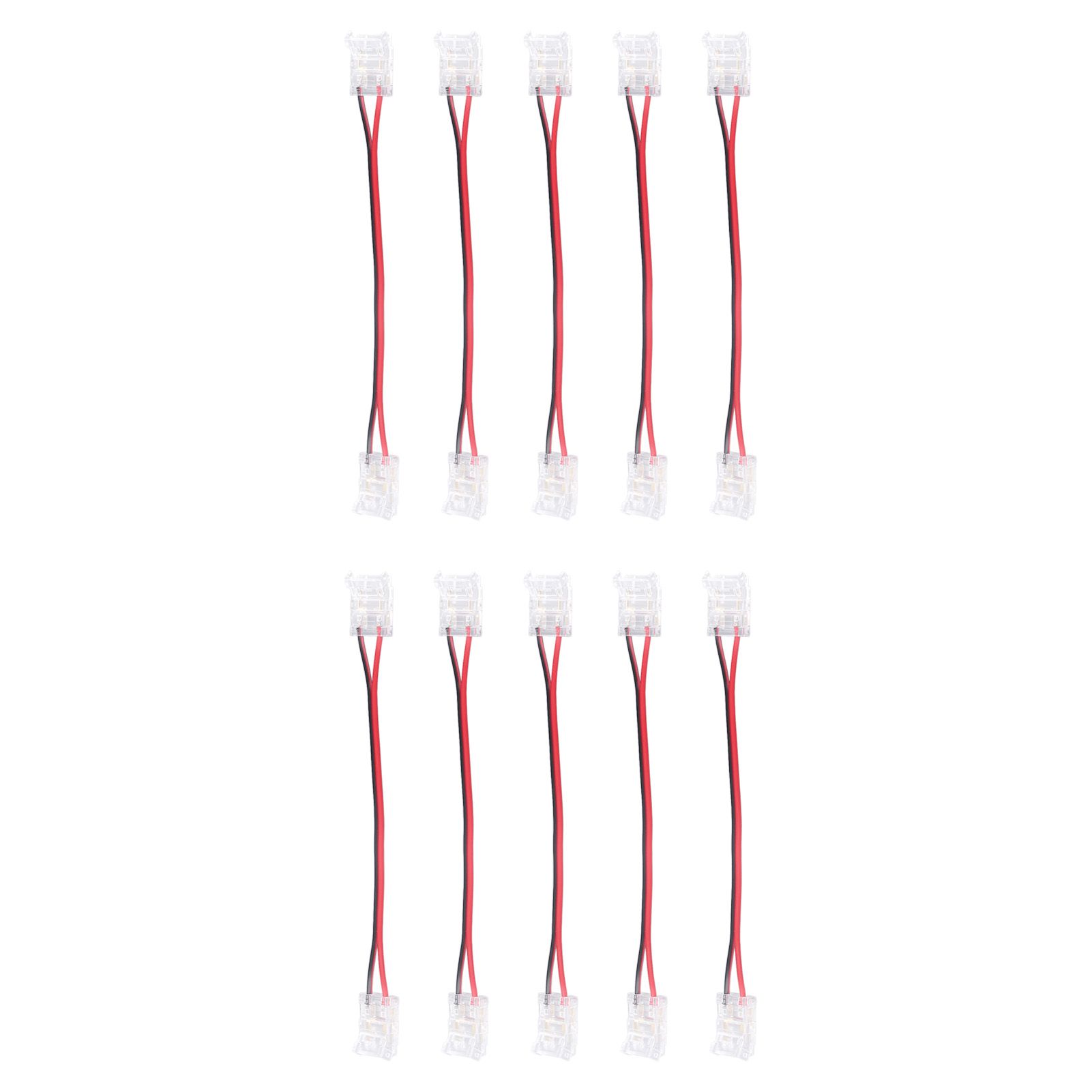 10 Pcs COB Strip Light Connector 2Pin PC Material 10mm Width Double Headed view 10