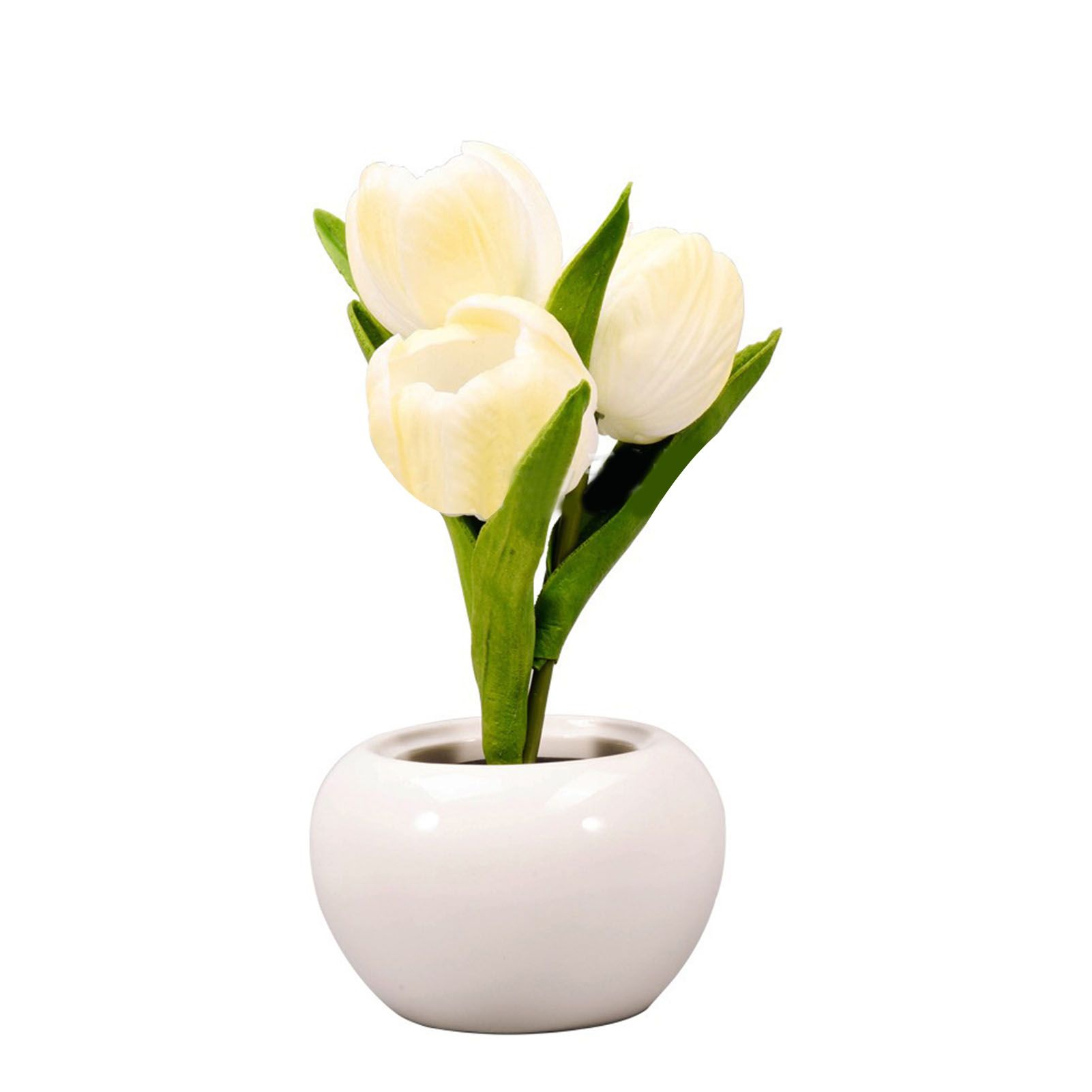 Tulip Night Light Soft Light Exquisite Ceramics PU Flower Table Lamp for