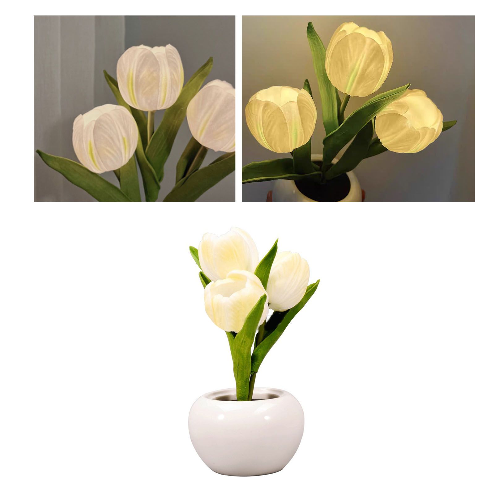 Tulip Night Light Soft Light Exquisite Ceramics PU Flower Table Lamp for view 6