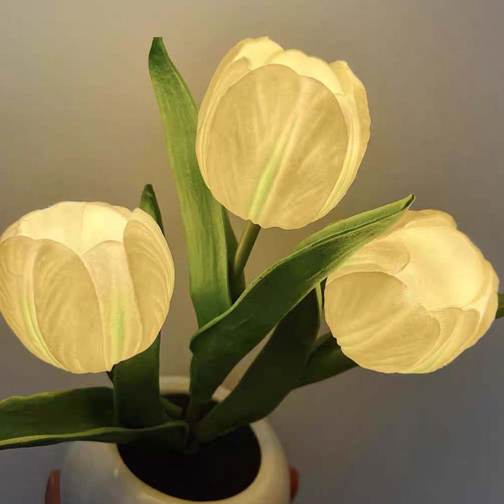 Tulip Night Light Soft Light Exquisite Ceramics PU Flower Table Lamp for view 9