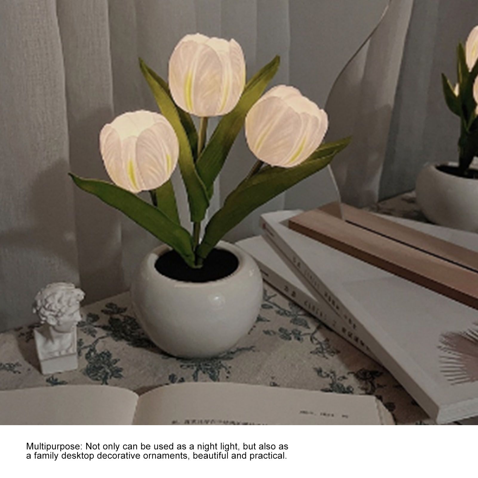 Tulip Night Light Soft Light Exquisite Ceramics PU Flower Table Lamp for view 11