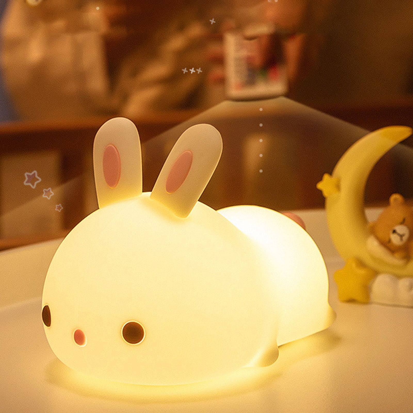 Bunny Night Light Sensitive Induction Portable Silicone Cute Style view 12