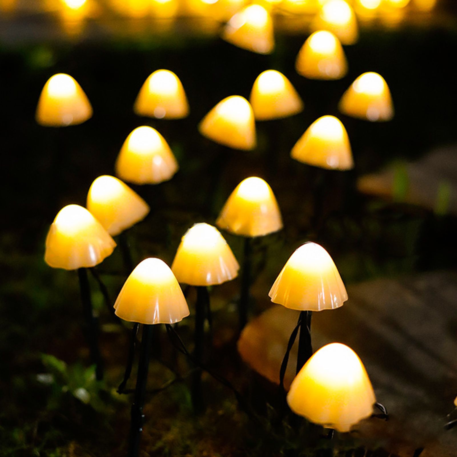 Mini Mushroom Solar Lights 8 Modes LED Waterproof String Pathway Outdoor view 9