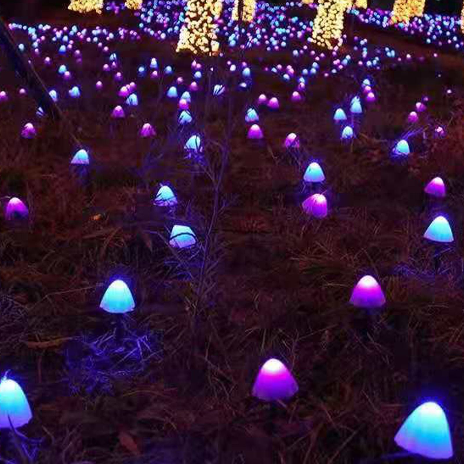 Mini Mushroom Solar Lights 8 Modes LED Waterproof String Pathway Outdoor view 6
