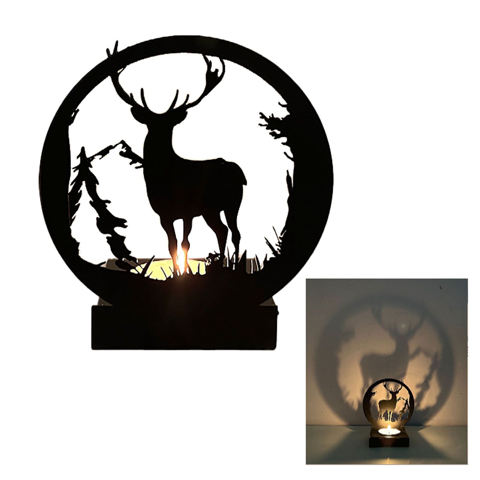 Deer Candle Holder Black European Style Tealight Holder Wall Decoration for