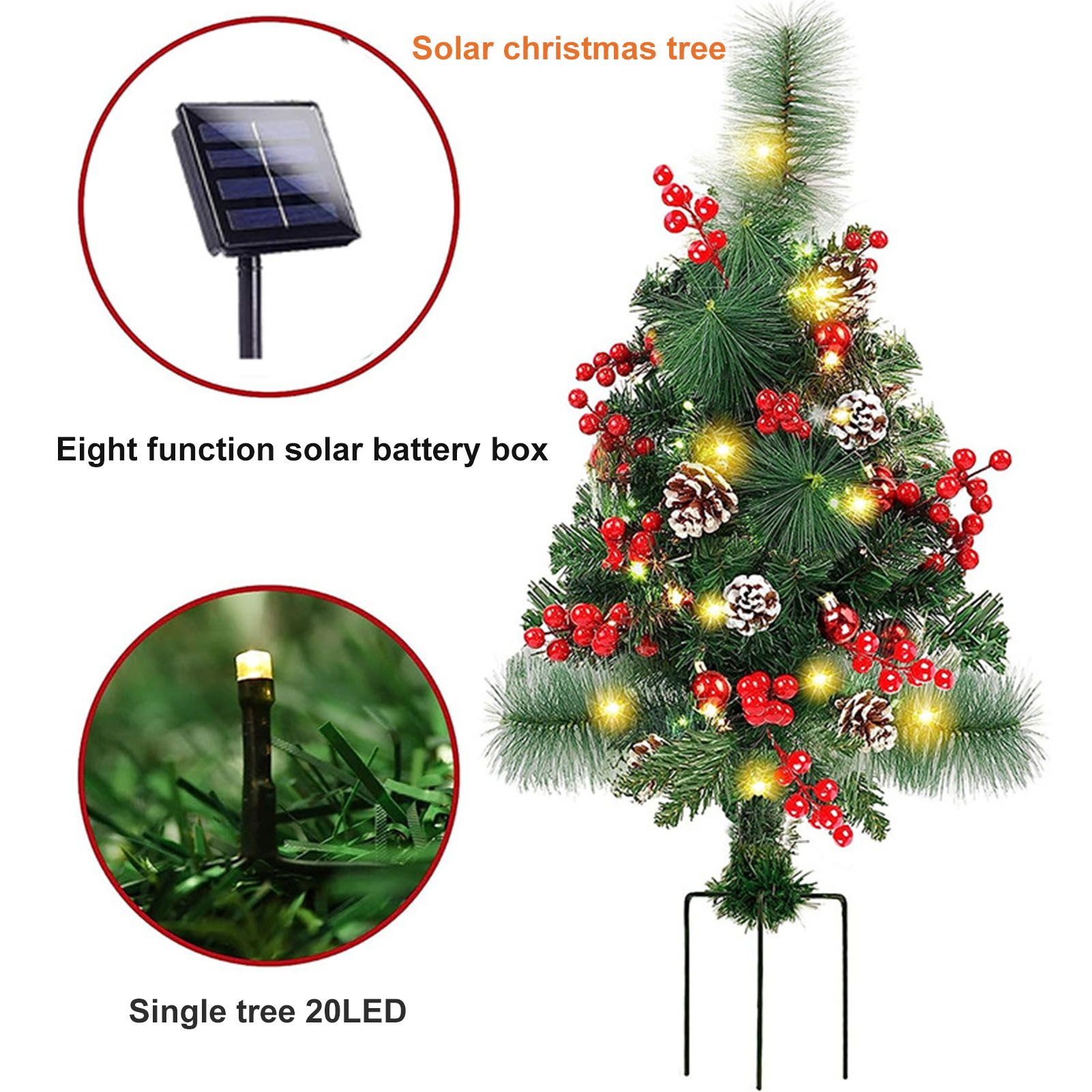 Solar Christmas Tree Garden Stake Lights Outdoor Christmas Tree Lighted Yard view 3