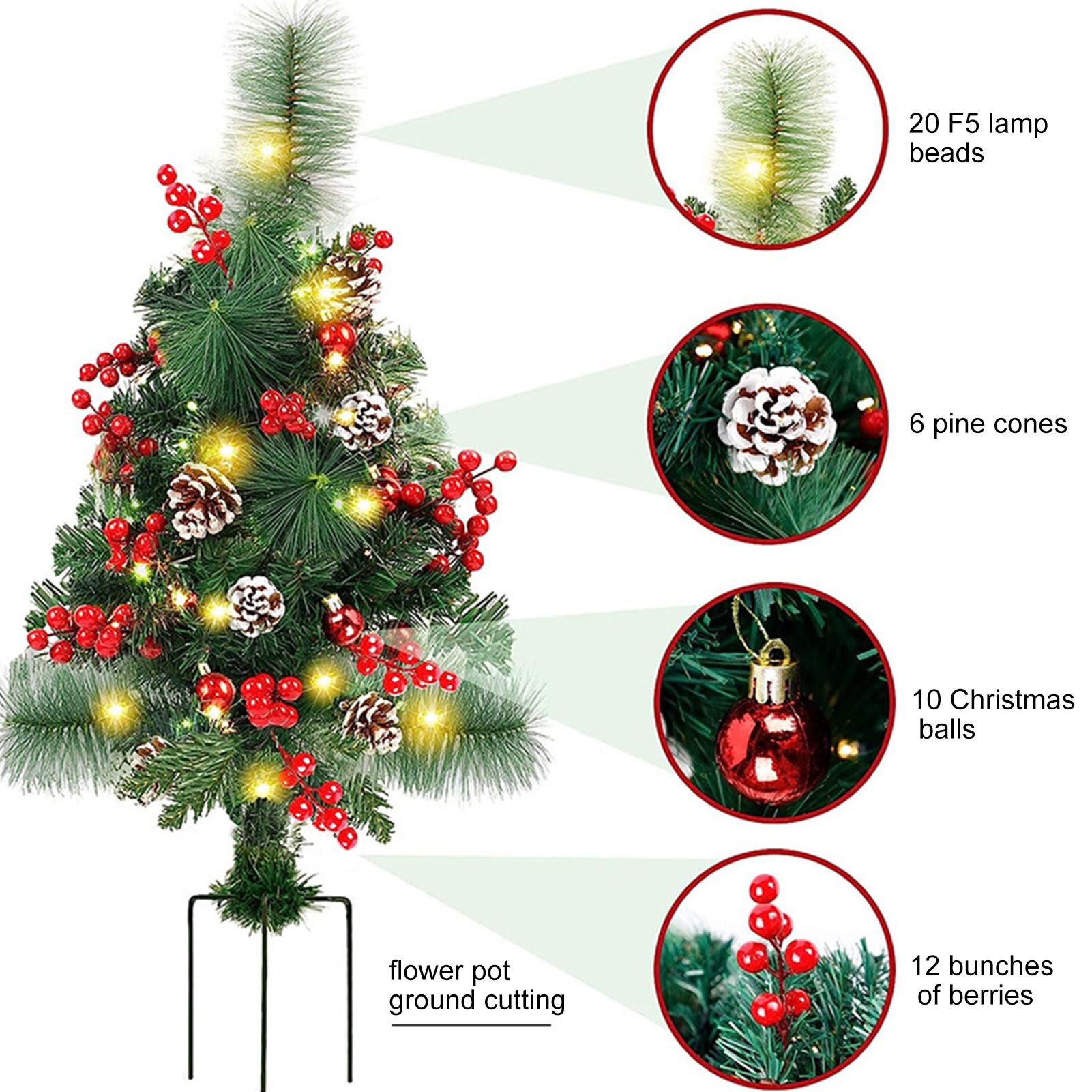 Solar Christmas Tree Garden Stake Lights Outdoor Christmas Tree Lighted Yard view 4