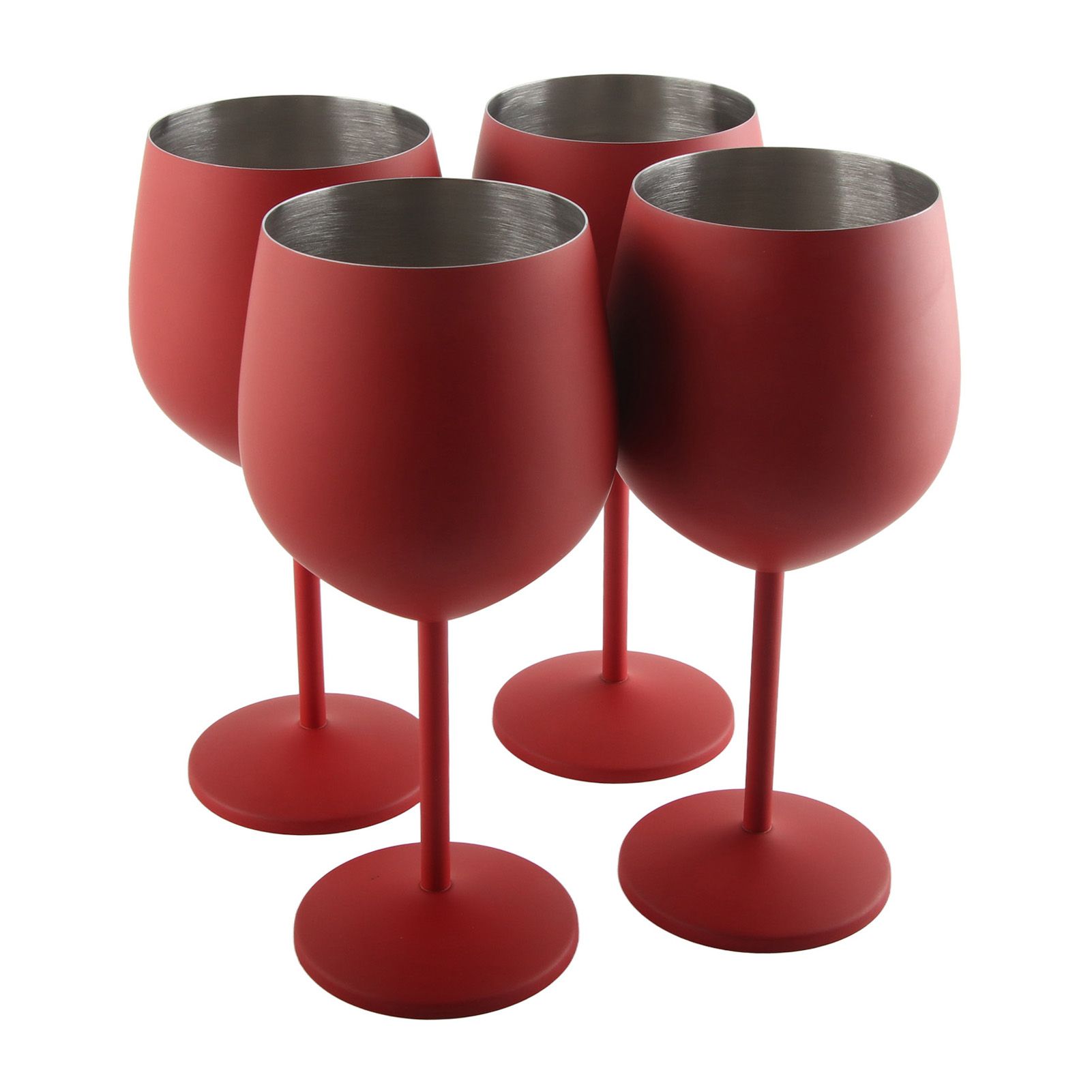 4 PCS 18oz Stainless Steel Matte Wine Glasses Red view 11