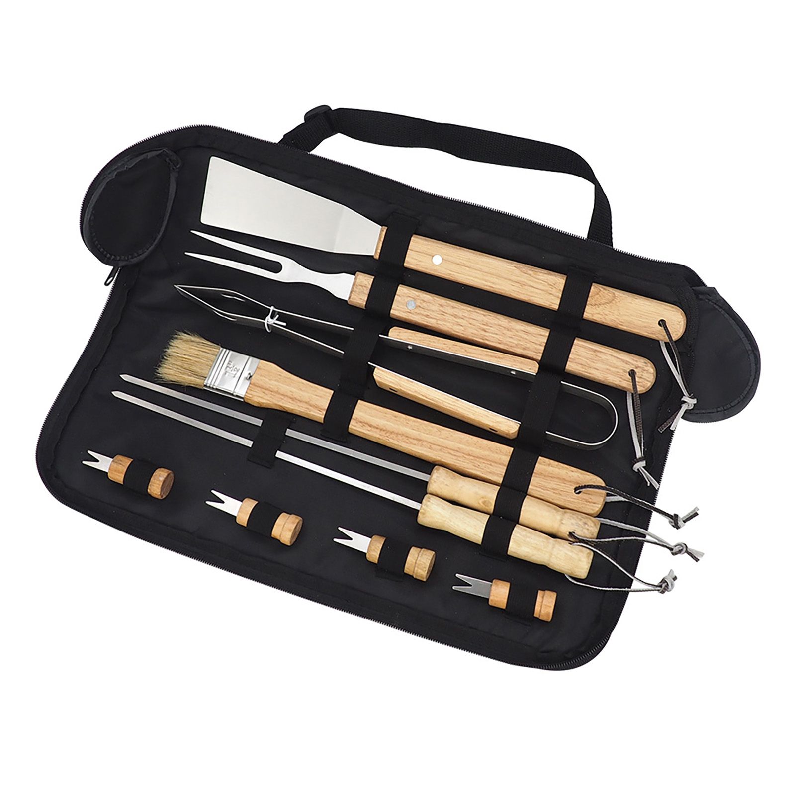 10PCS Grilling Tool Set Stainless Steel with Wood Handle Grill Utensils for view 2