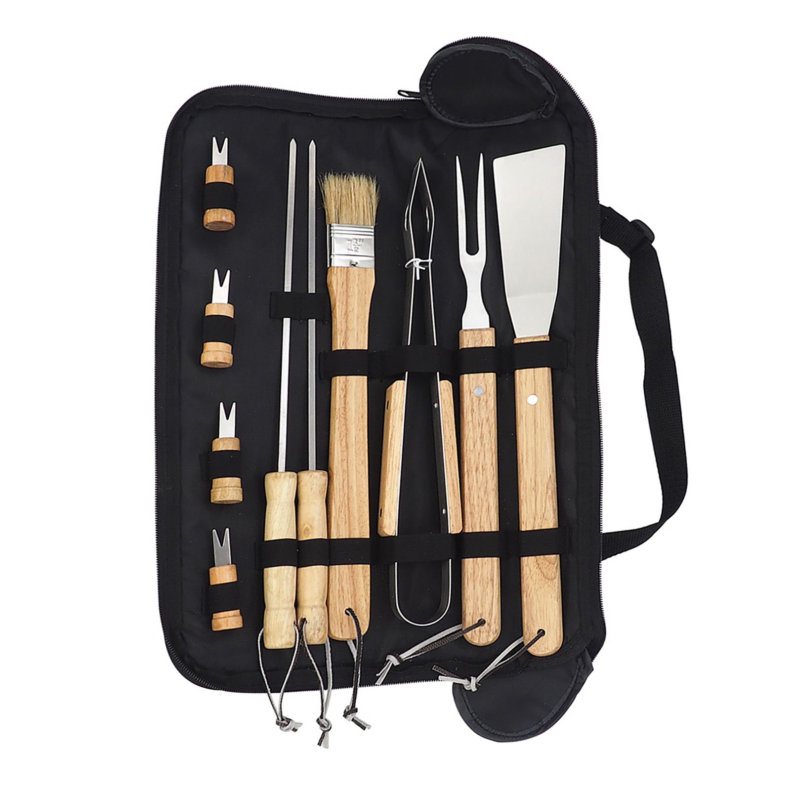 10PCS Grilling Tool Set Stainless Steel with Wood Handle Grill Utensils for view 3